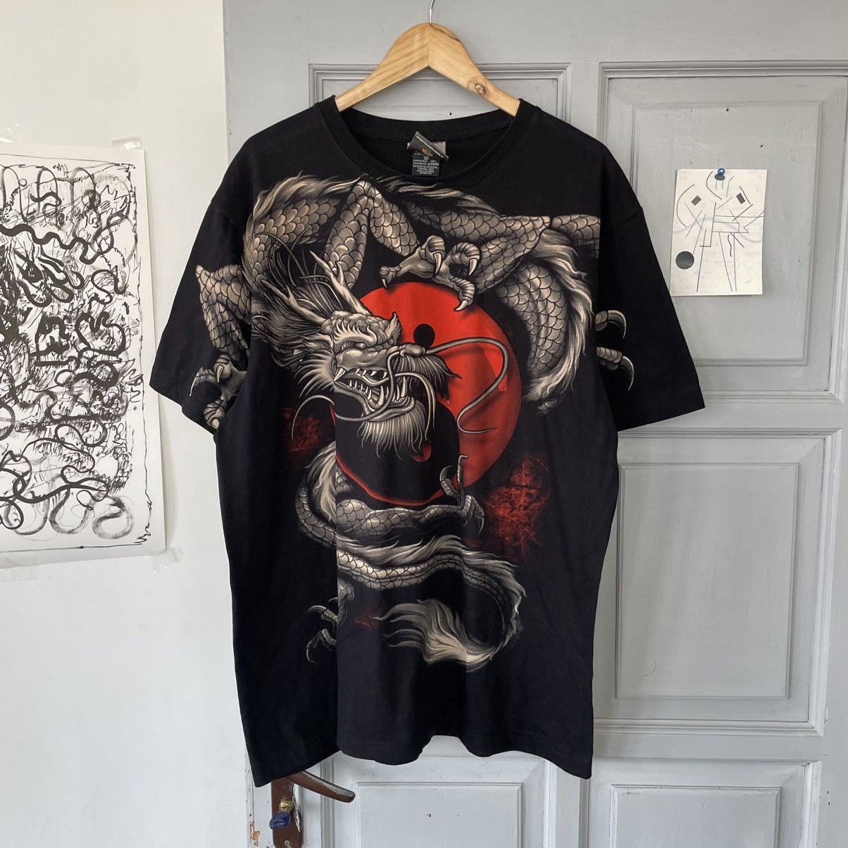 Japanese Brand × Vintage Vintage 90’s Yin Yang Dragon All Over Print Y2K Size US XL / EU 56 / 4 - 3 Thumbnail
