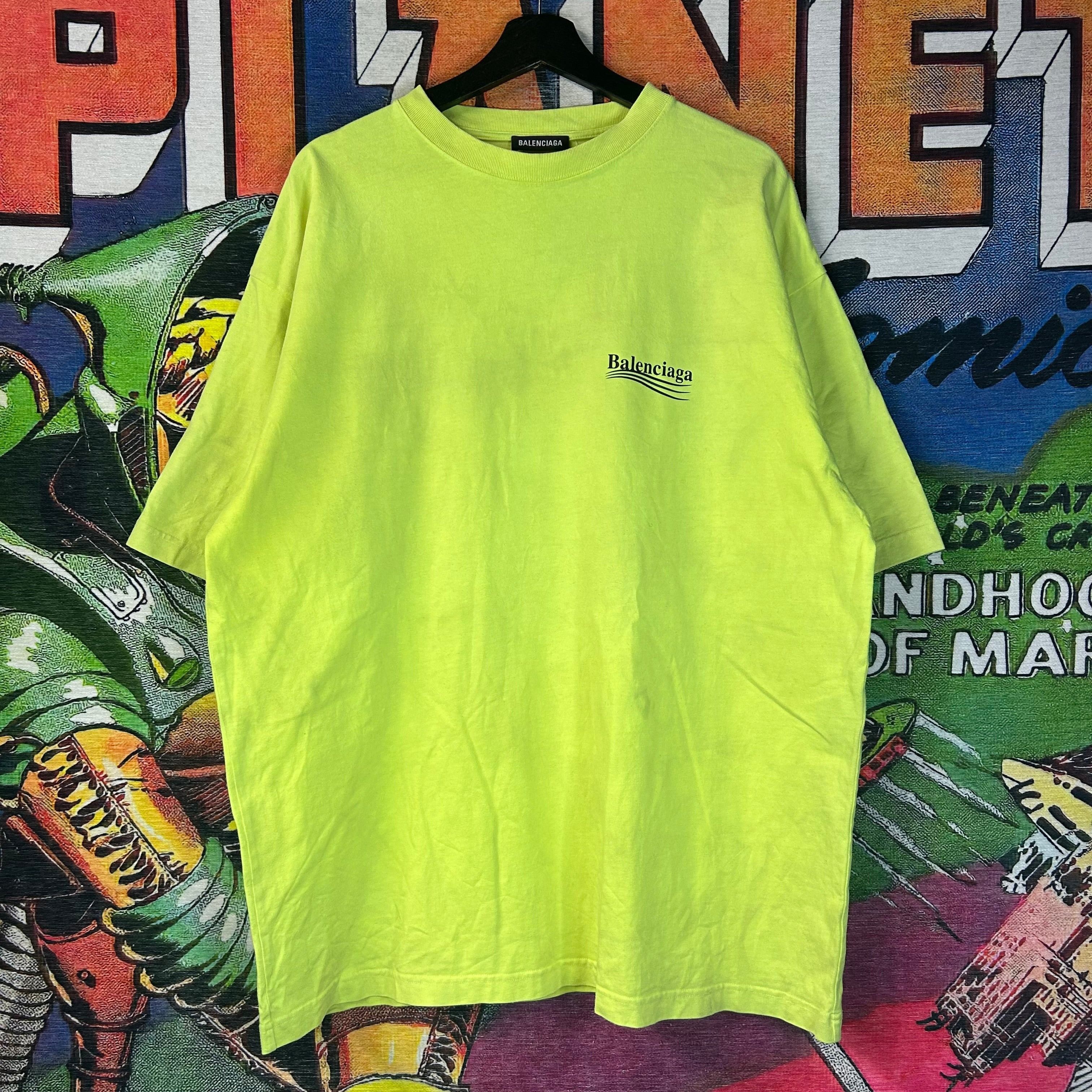 Balenciaga Balenciaga Campaign Logo Tee Neon Green Size XL Size US XL / EU 56 / 4 - 1 Thumbnail