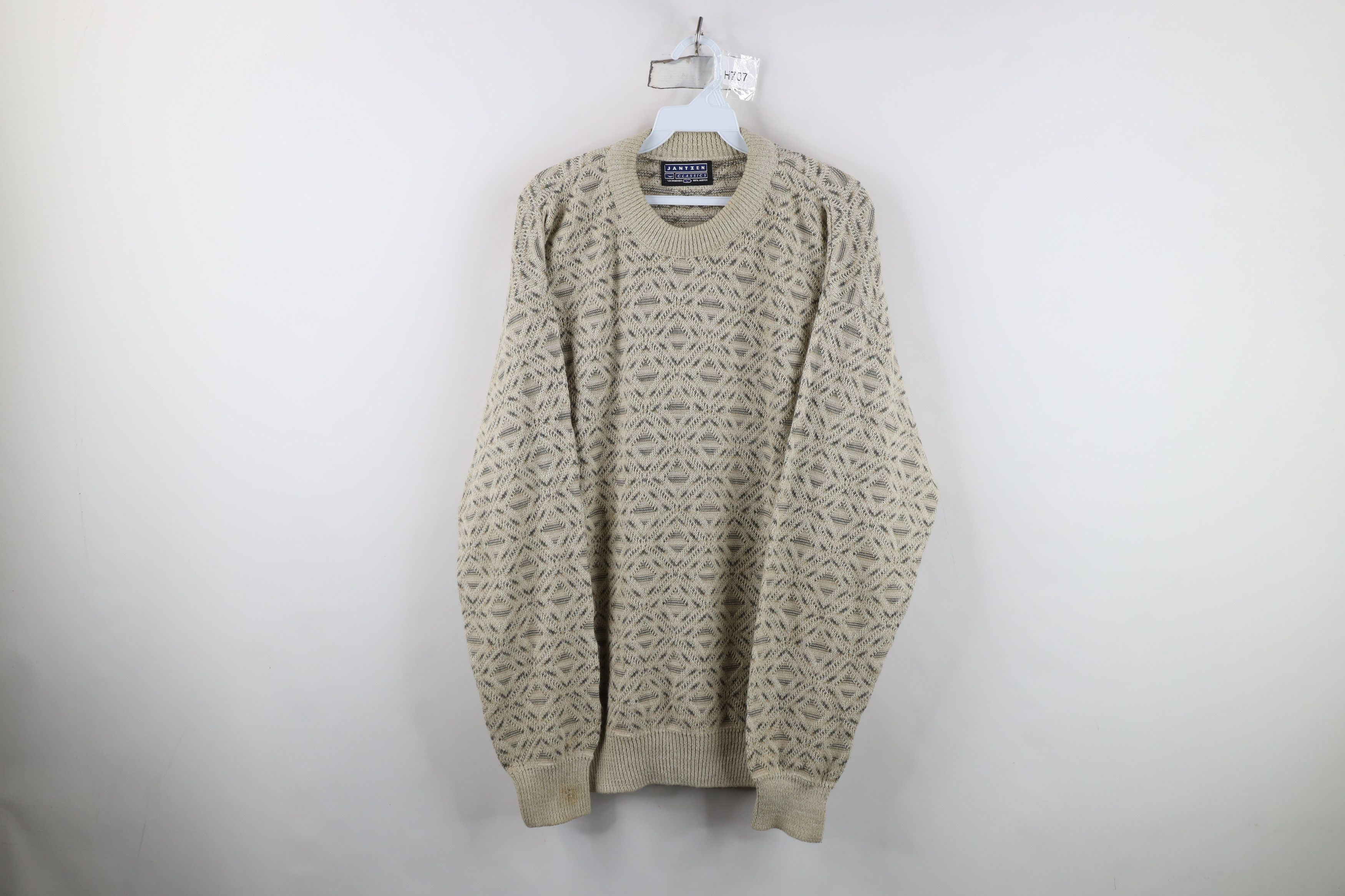 Vintage Vintage 90s Streetwear Diamond Knit Crewneck Sweater Size US L / EU 52-54 / 3 - 1 Thumbnail
