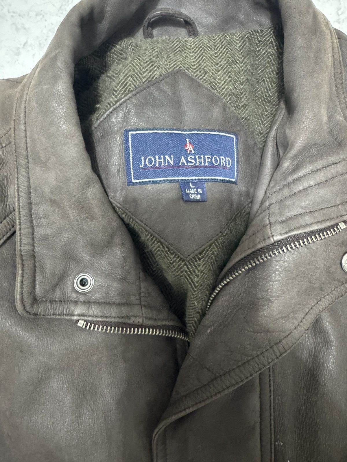 Vintage John Ashford brown leather jacket Size US L / EU 52-54 / 3 - 6 Thumbnail