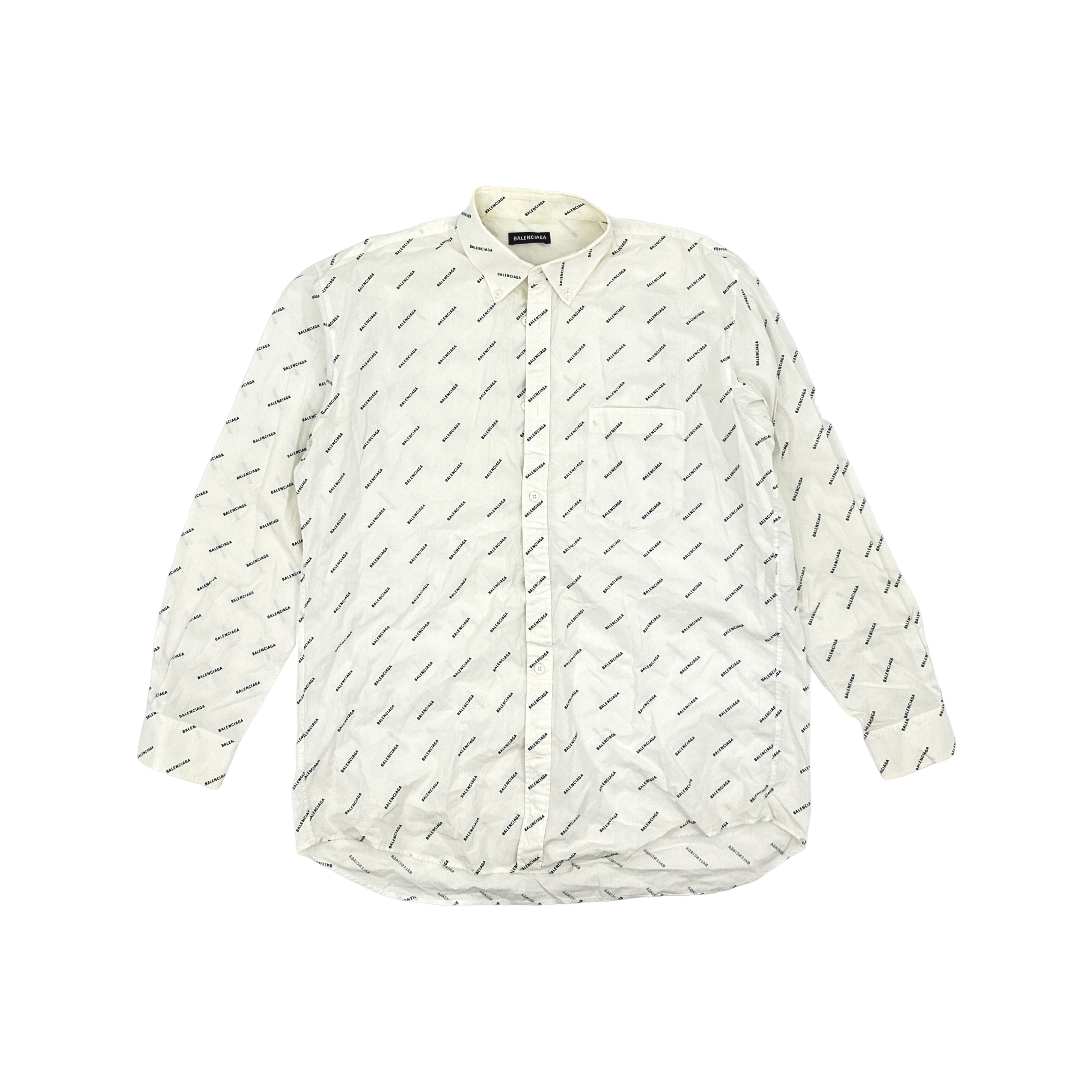 Balenciaga Balenciaga All-Over Logo Long Sleeve Shirt 39 Size US M / EU 48-50 / 2 - 1 Thumbnail