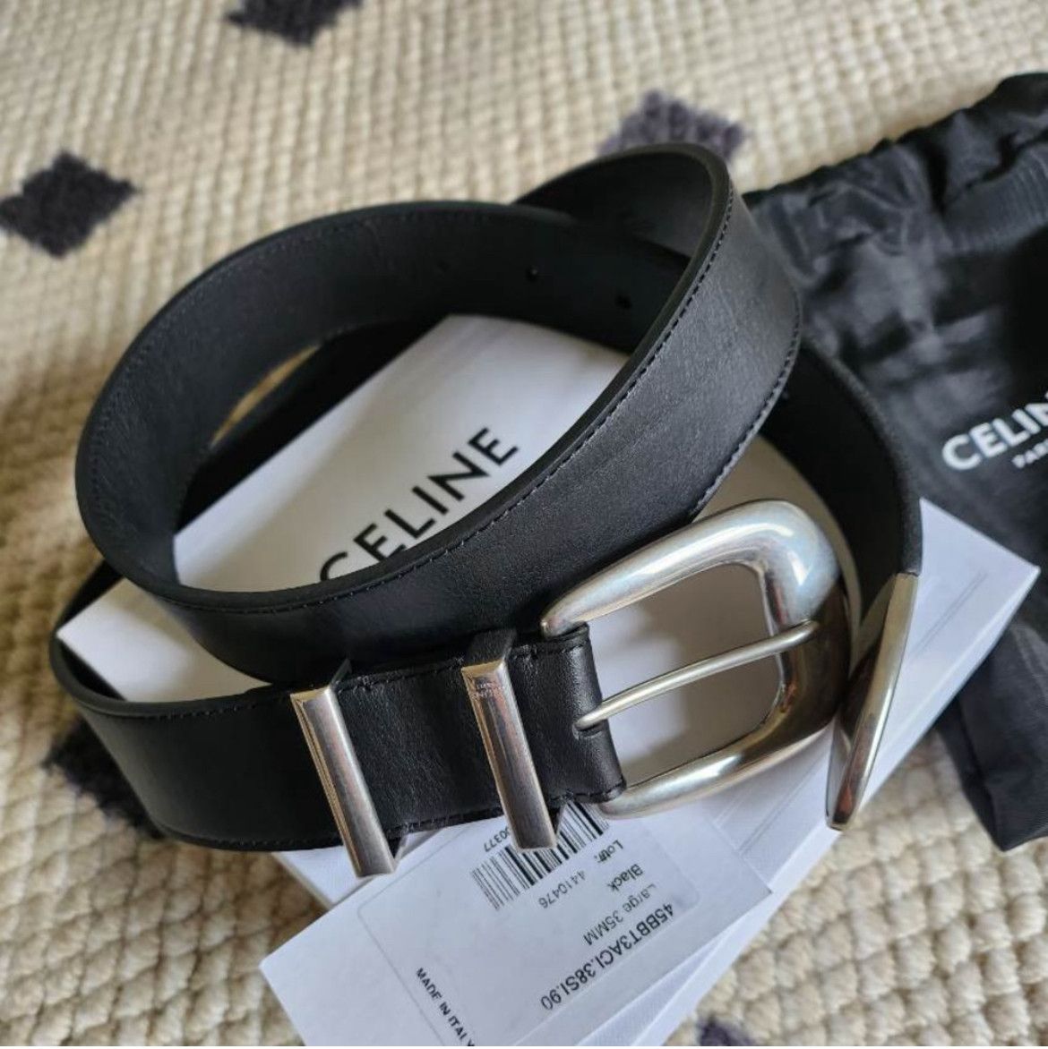 Celine Celine large western belt in black vintage calfskin