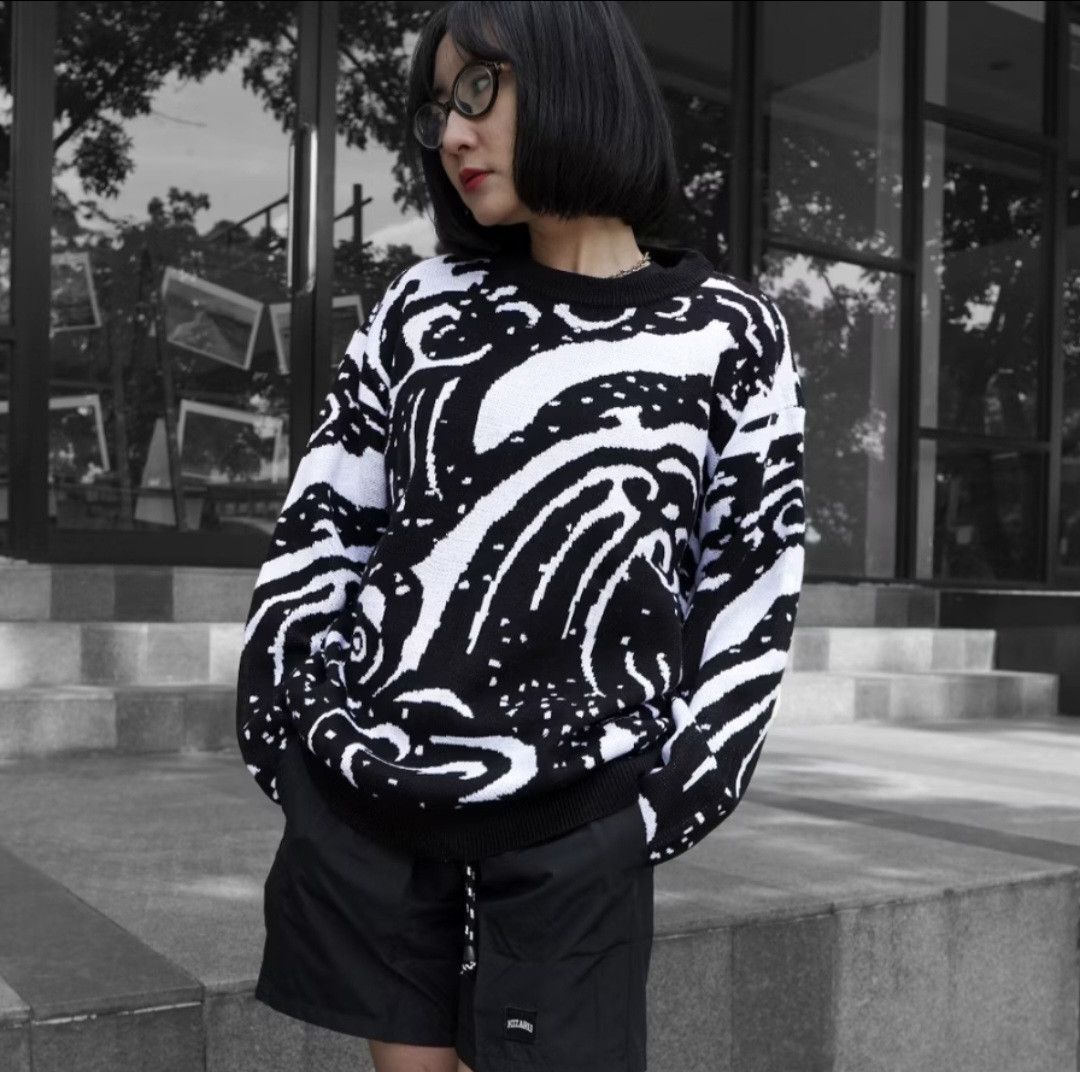 Japanese Brand Black colour kanagawa harajuku knitwear sweater Size US L / EU 52-54 / 3 - 1 Thumbnail