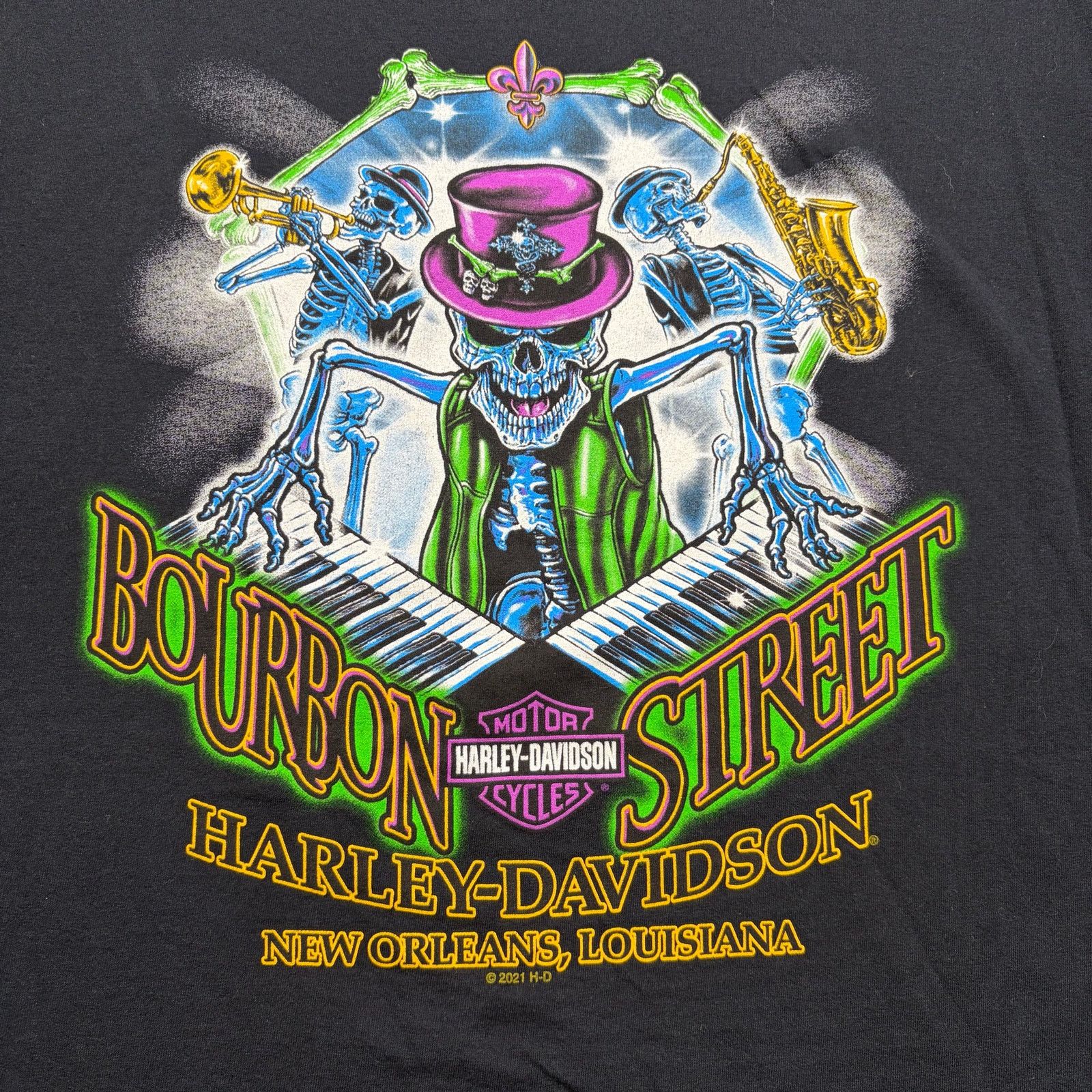 Harley Davidson Vintage Harley Davidson Bourbon Street T Shirt Top Men SZ L Size US L / EU 52-54 / 3 - 2 Thumbnail