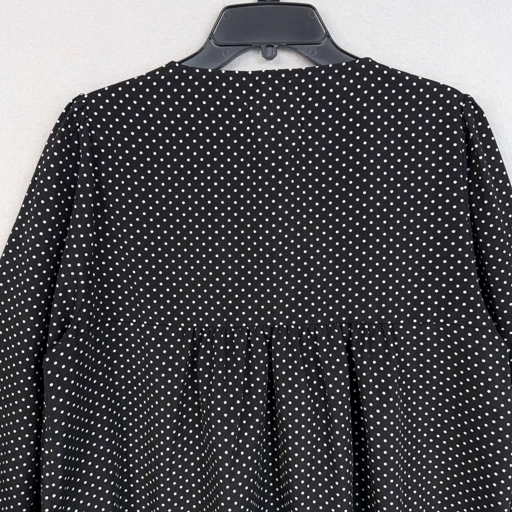 Vintage Savanna Jane Blouse Women's L Black Embroidered Polka Dot Tunic Boho Shirt Size L / US 10 / IT 46 - 6 Thumbnail
