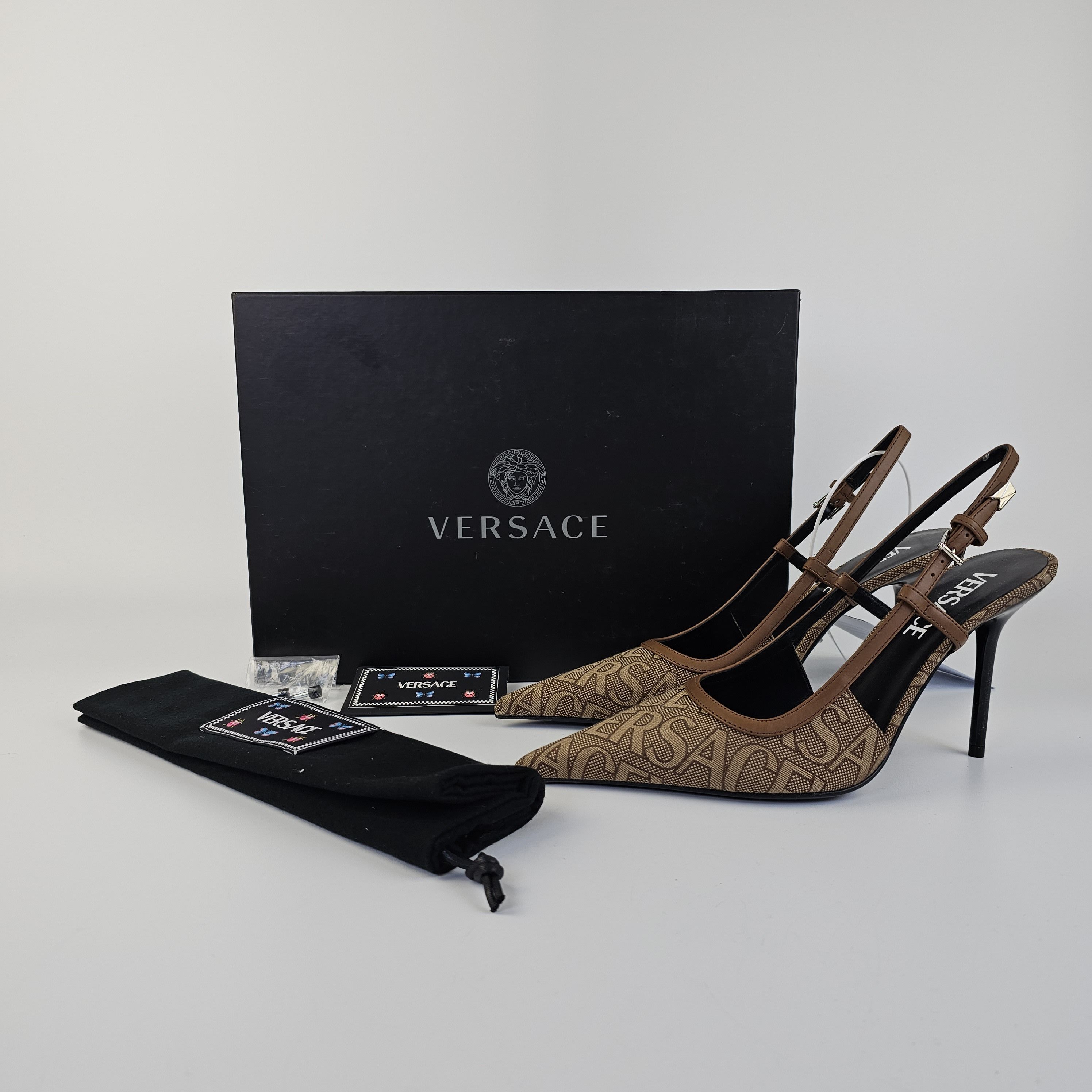 Versace Versace Greca 95mm Beige Slingback Pumps New Size US 5.5 / IT 35.5 - 10 Thumbnail