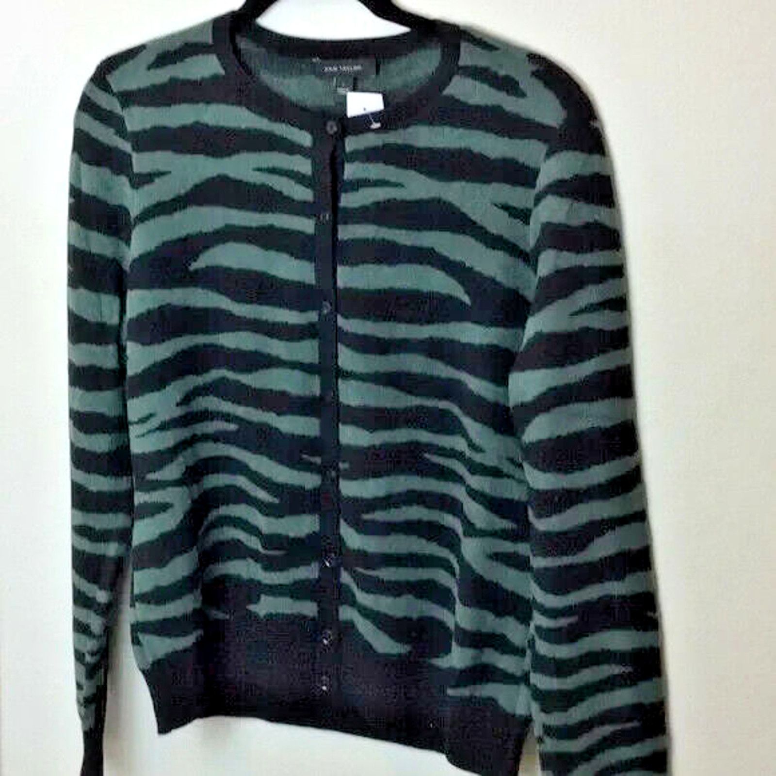 Ann Taylor ANN TAYLOR CARDIGAN SWEATER Black/Olive Green Size- L Size L / US 10 / IT 46 - 1 Thumbnail