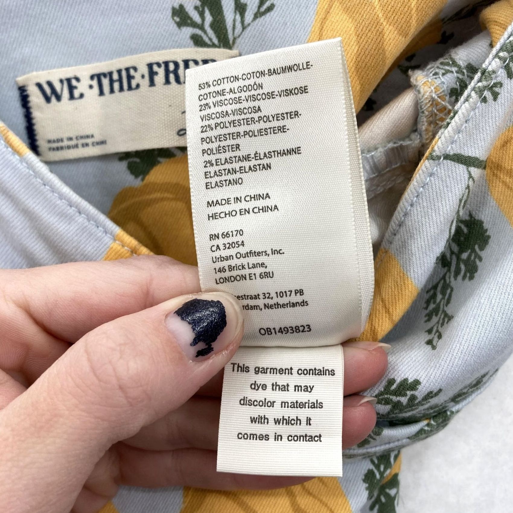 Vintage We The Free Venice Beach Printed Flare Pants Womens 25 Blue Yellow Floral Boho Size 42" / US 20 - 6 Thumbnail