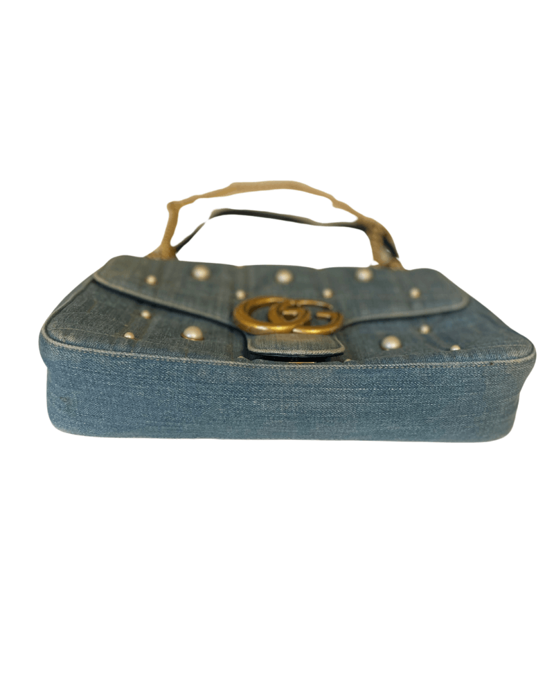 Gucci GUCCI MARMONT GG PEARLY DENIM FLAP BAG Size ONE SIZE - 4 Thumbnail