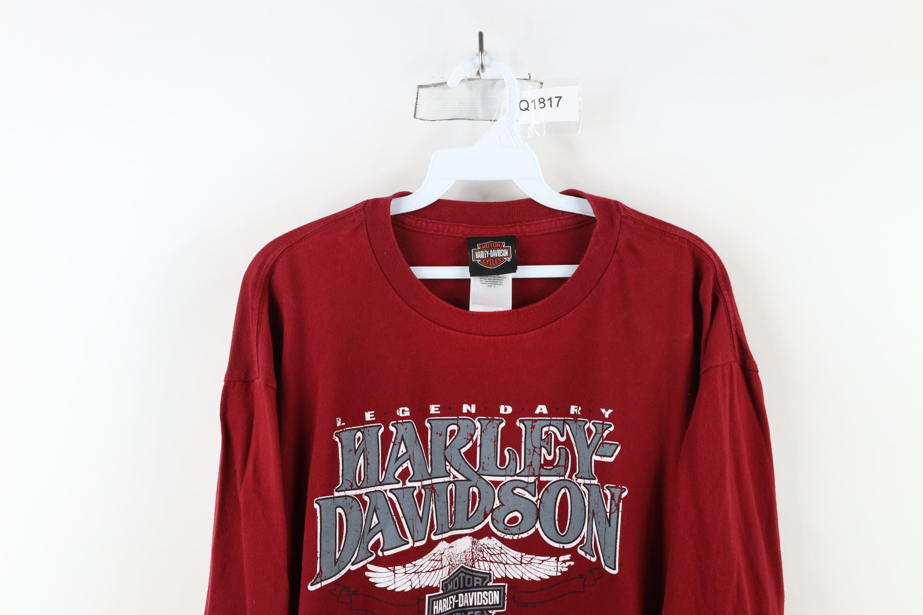 Harley Davidson Vintage Y2K Harley Davidson Spell Long Sleeve T-Shirt Red Size US XL / EU 56 / 4 - 2 Thumbnail