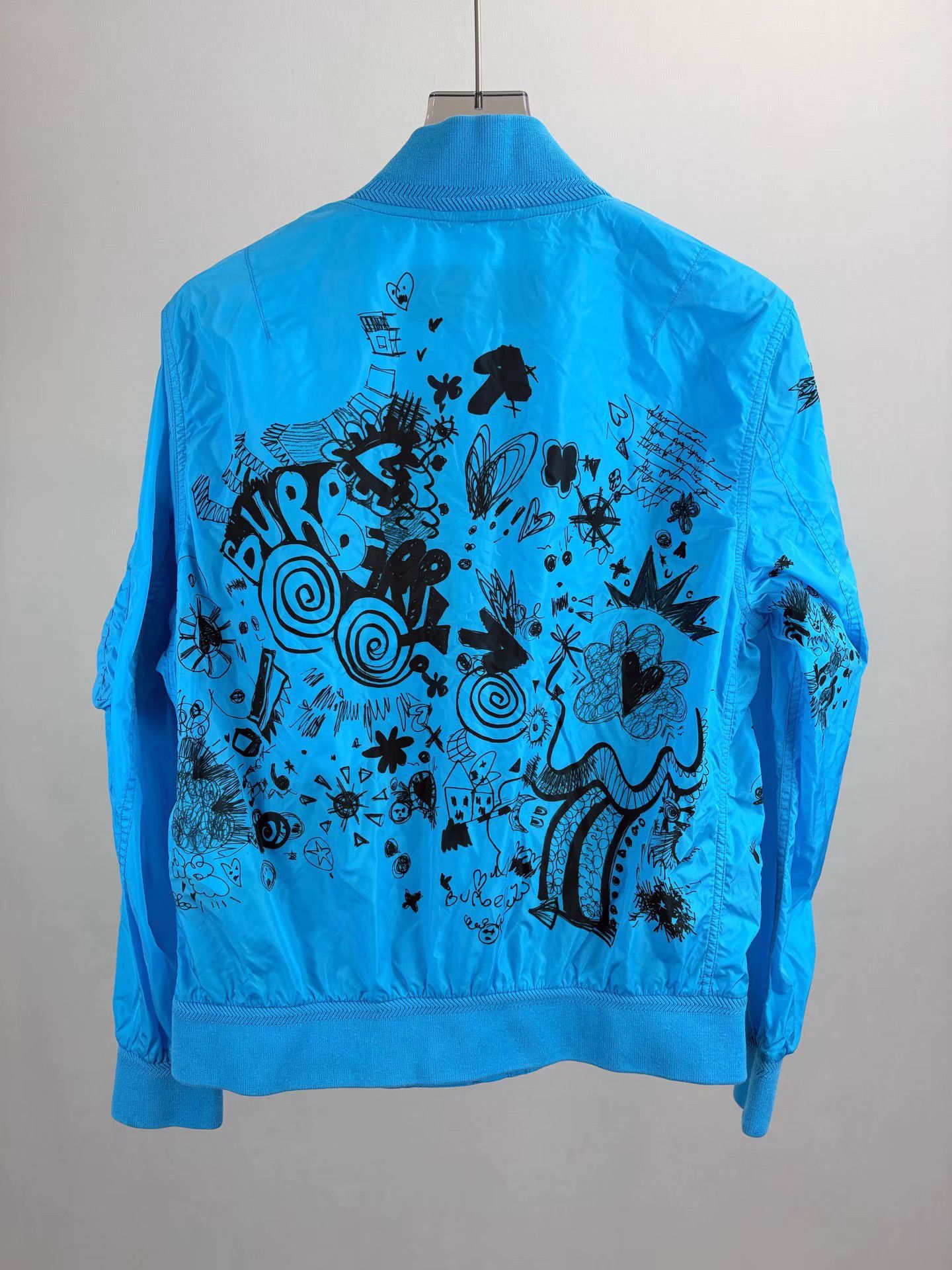 Burberry BURBERRY Blue Graffiti Bomber Jacket K1 Size US L / EU 52-54 / 3 - 2 Thumbnail