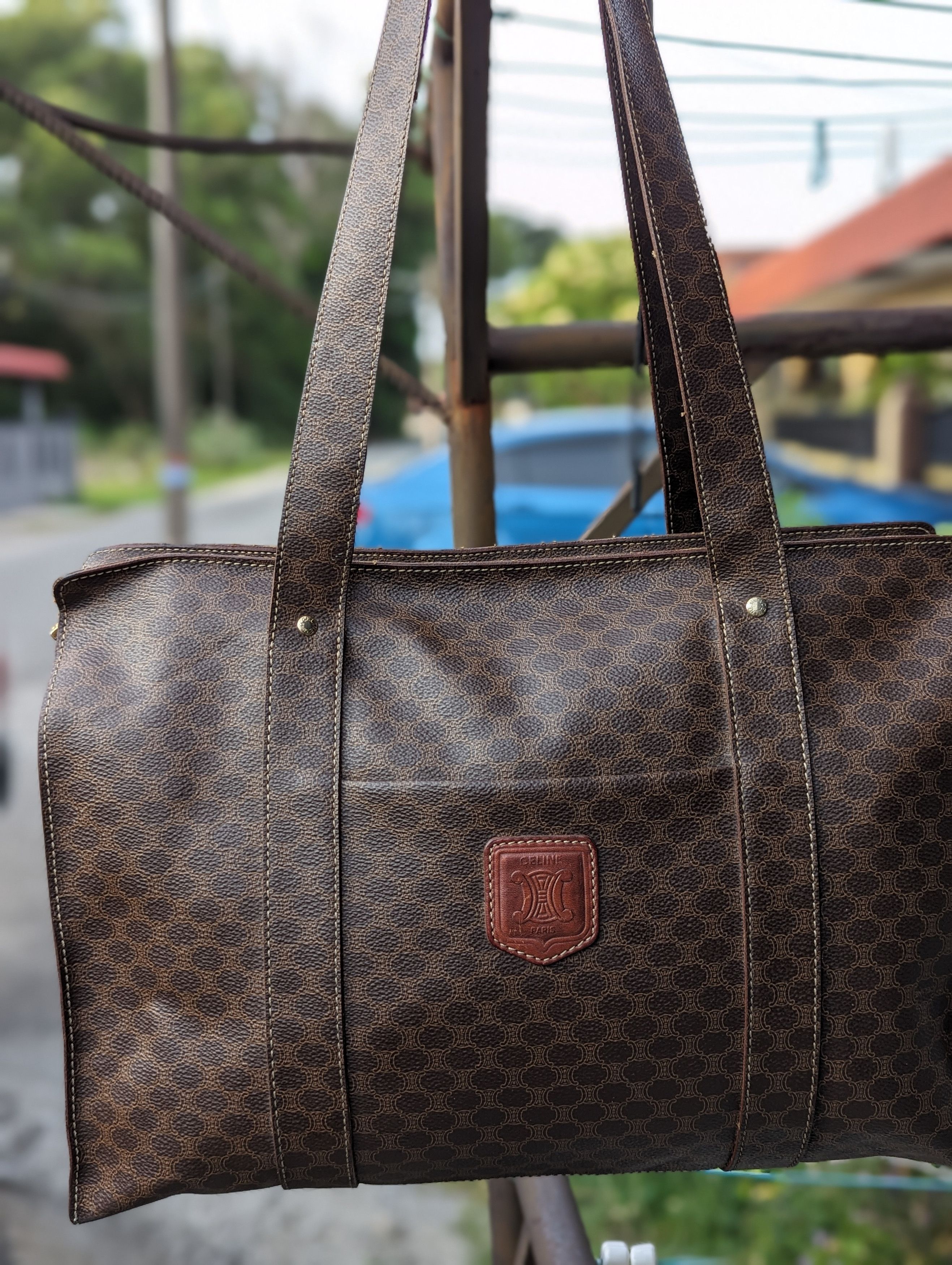 Celine Vintage Celine Macadam Pattern Shoulder/Tote Bag Brown Size ONE SIZE - 2 Thumbnail