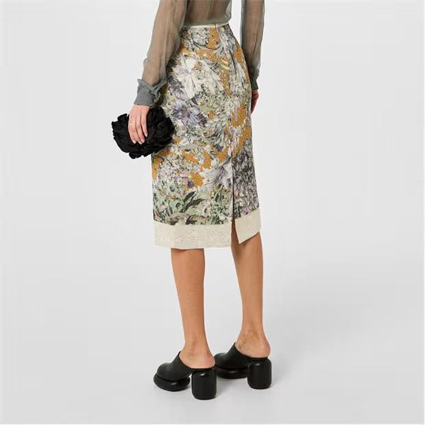 Dries Van Noten o1g2r1mq1024 Midi Skirt in Multicolor Size 28" / US 6 / IT 42 - 4 Thumbnail