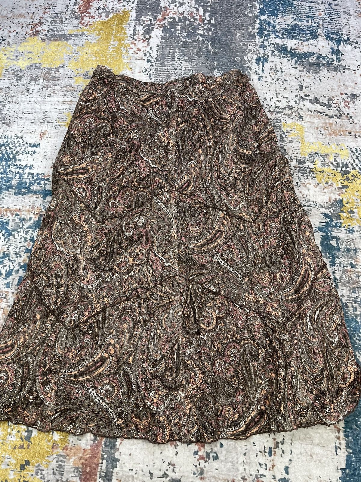 Longchamp Longchamp Zig Zag Brown Paisley Midi Skirts Size 29" - 7 Thumbnail