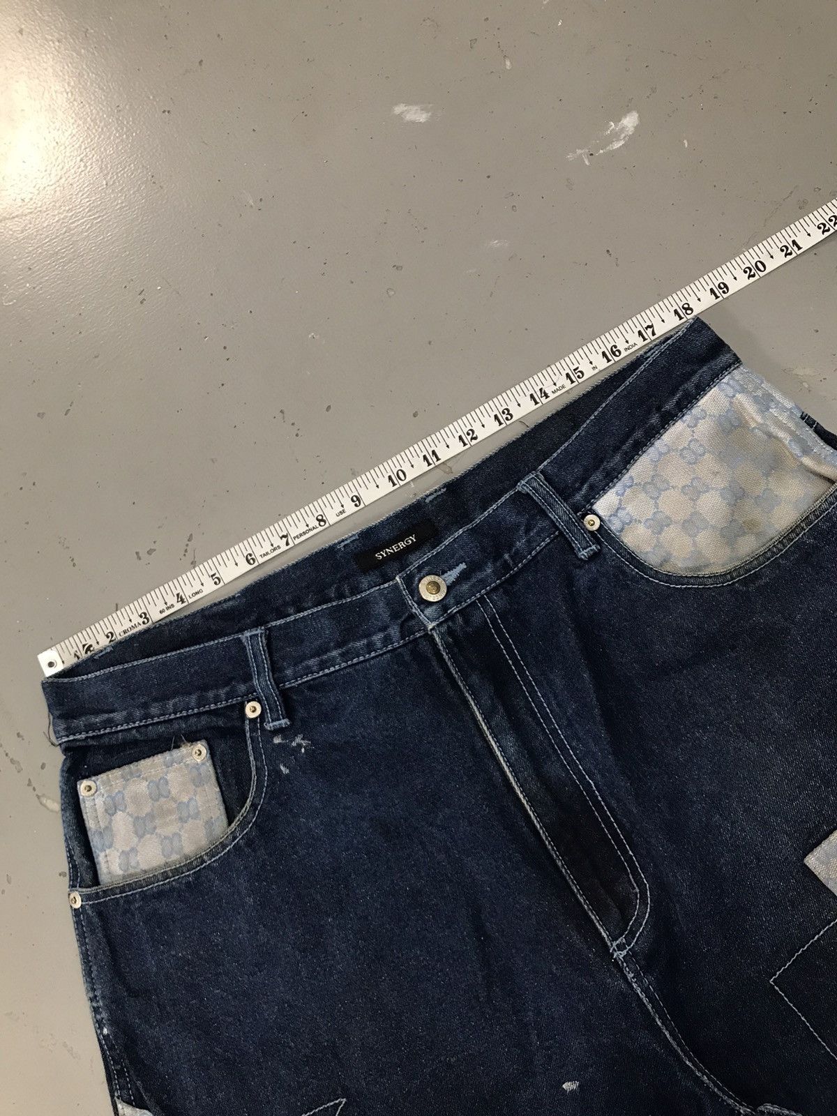 Vintage Vintage synergy patchwork dusty denim short Size US 36 / EU 52 - 6 Thumbnail