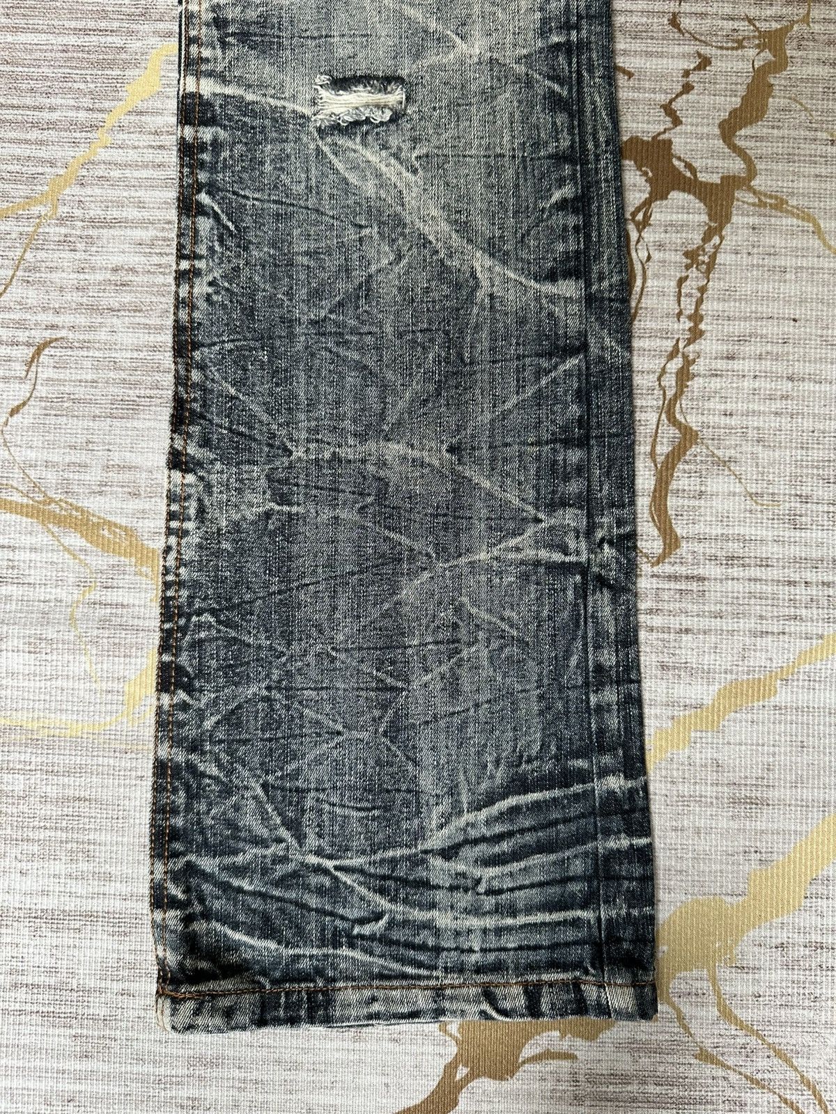 Tornado Mart FLARE Black Barcara Distressed Claw Marks Design Denim Size US 30 / EU 46 - 7 Thumbnail