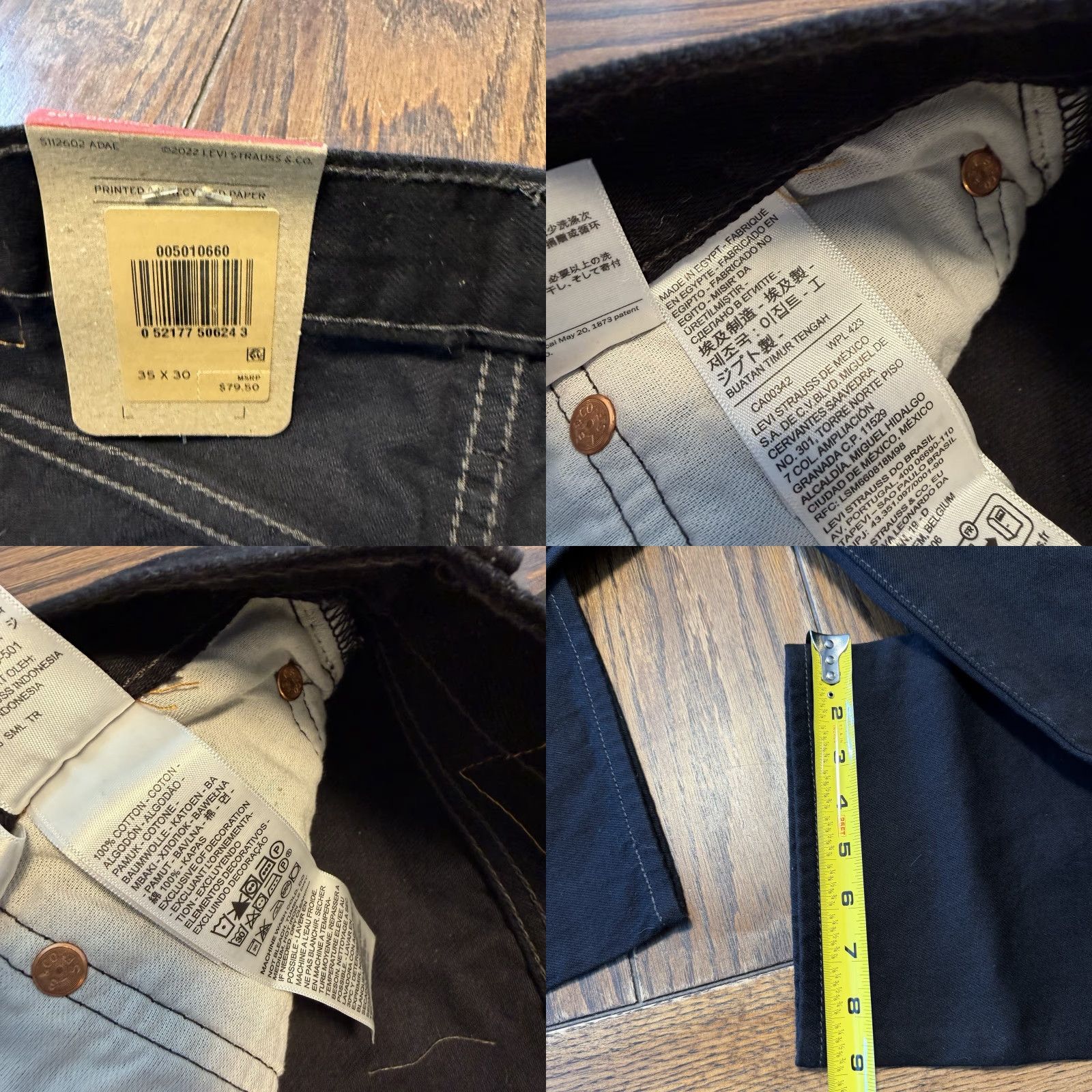 Levi's Levi's 501 Regular Button Fly Straight Jeans Men’s Size 35X30 Black New with Tags Size US 35 - 8 Thumbnail