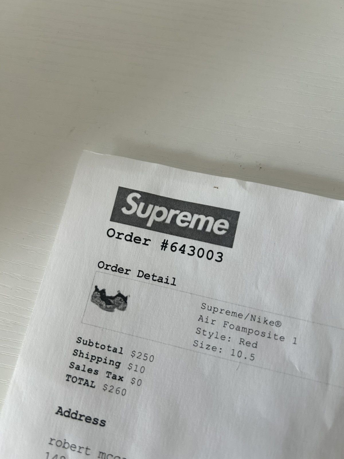 Nike × Supreme Supreme x Nike Air Foamposite 1 Red 2014 Size US 10.5 / EU 43-44 - 9 Thumbnail