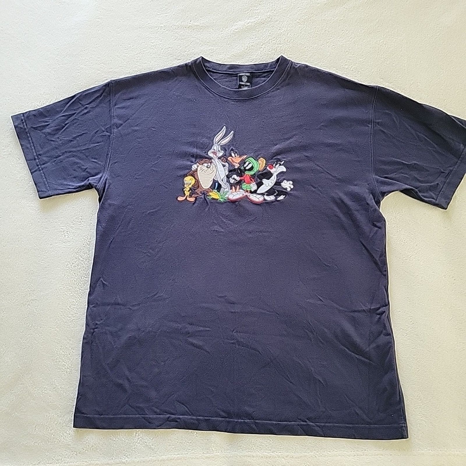 Warner Bros 1997 T-Shirt Warner Bros Embroidered Looney Tunes Blue LG Size US L / EU 52-54 / 3 - 2 Thumbnail