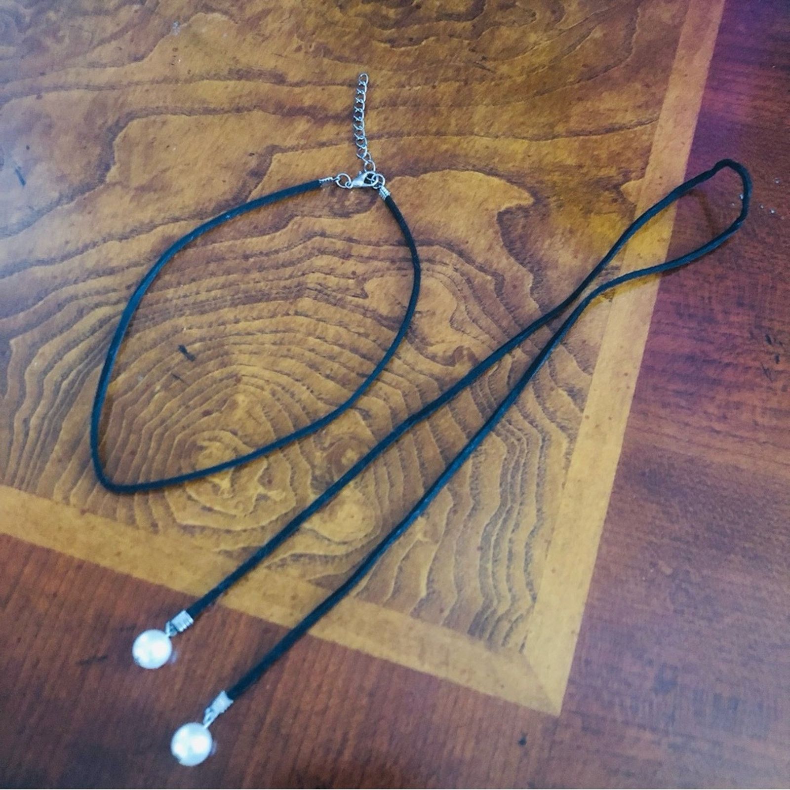 Jewelry Elegant black suede cord faux pearl accent choker necklace Size ONE SIZE - 8 Thumbnail