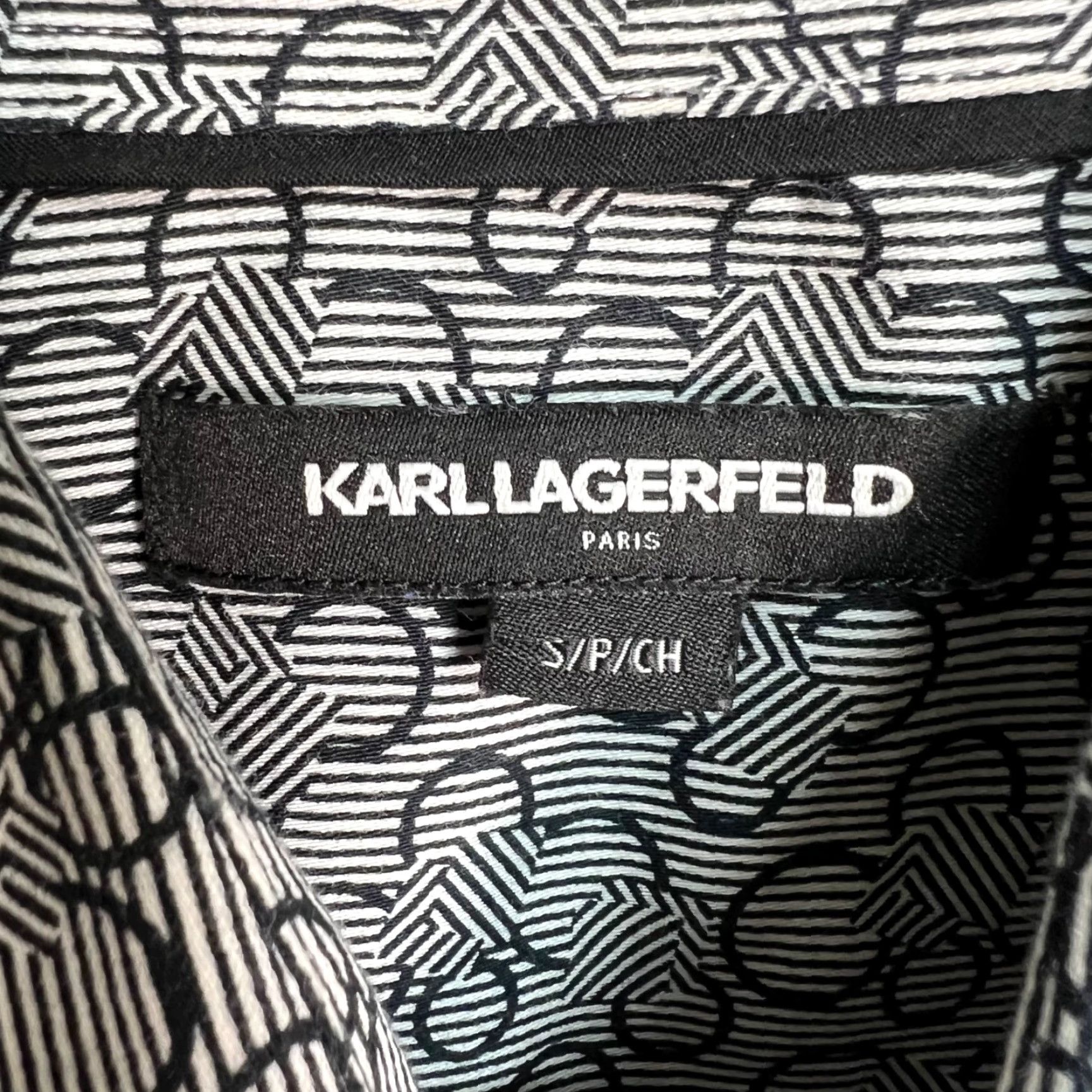 Karl Lagerfeld Karl Lagerfeld Paris Mens Small Button-Up Shirt Black & White Geometric Size US S / EU 44-46 / 1 - 3 Thumbnail