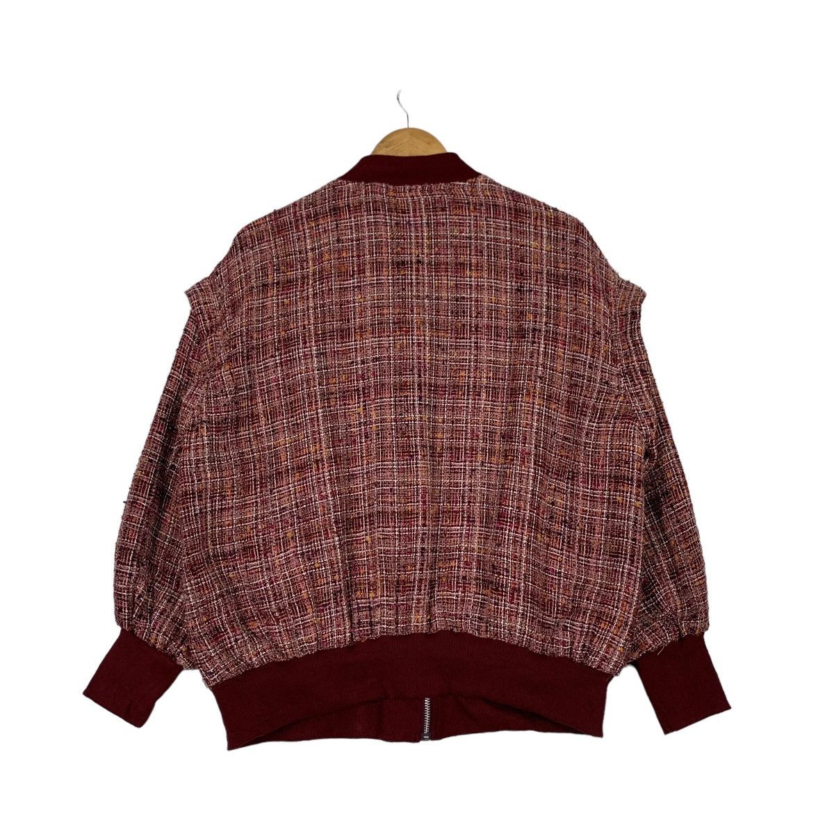Japanese Brand ELENCARE DUE Red Tweed Bomber Jacket #1113-C51 Size US M / EU 48-50 / 2 - 7 Thumbnail