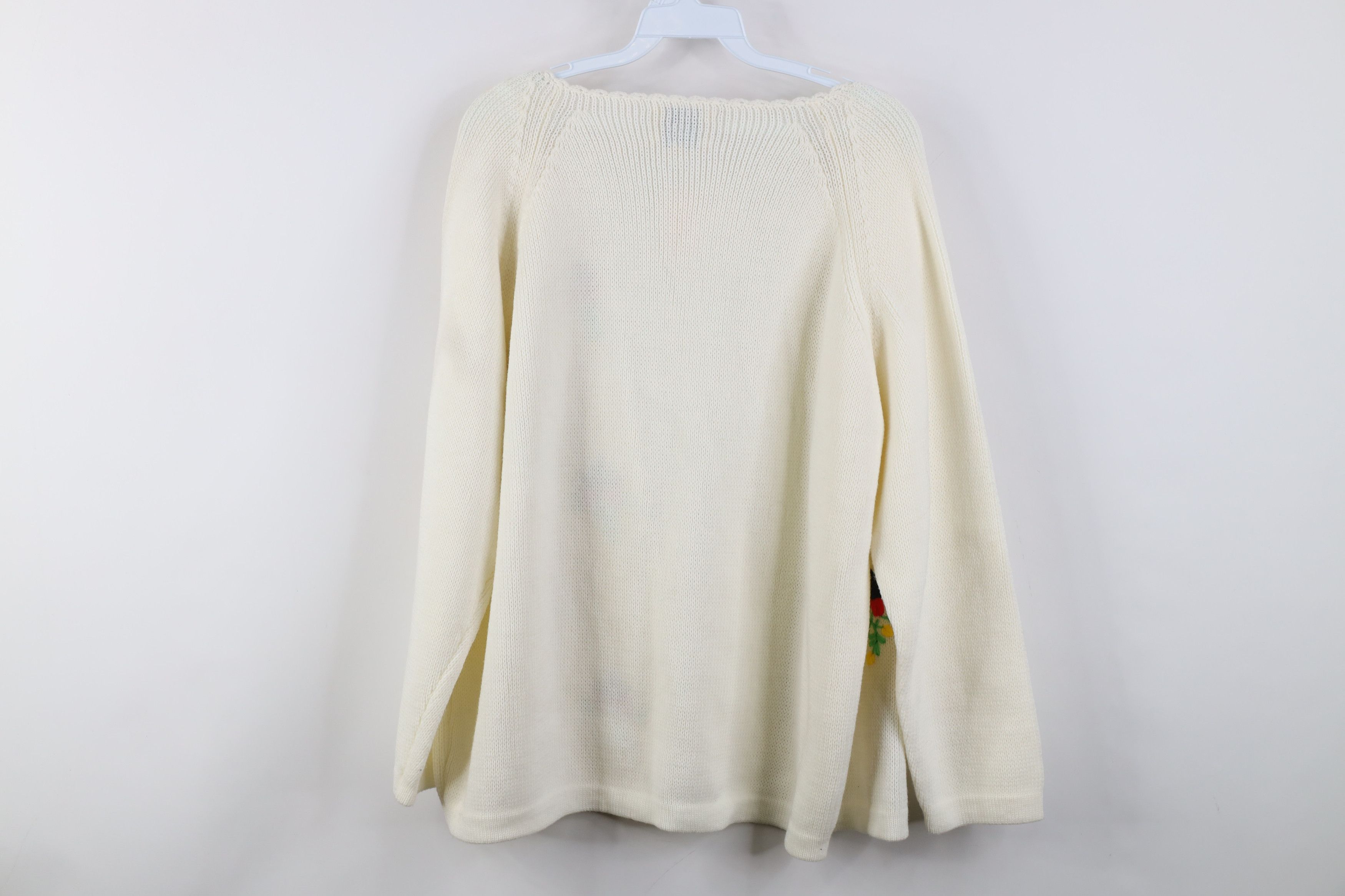 Deadstock Vintage 60s 70s Flower Knit Cardigan Sweater