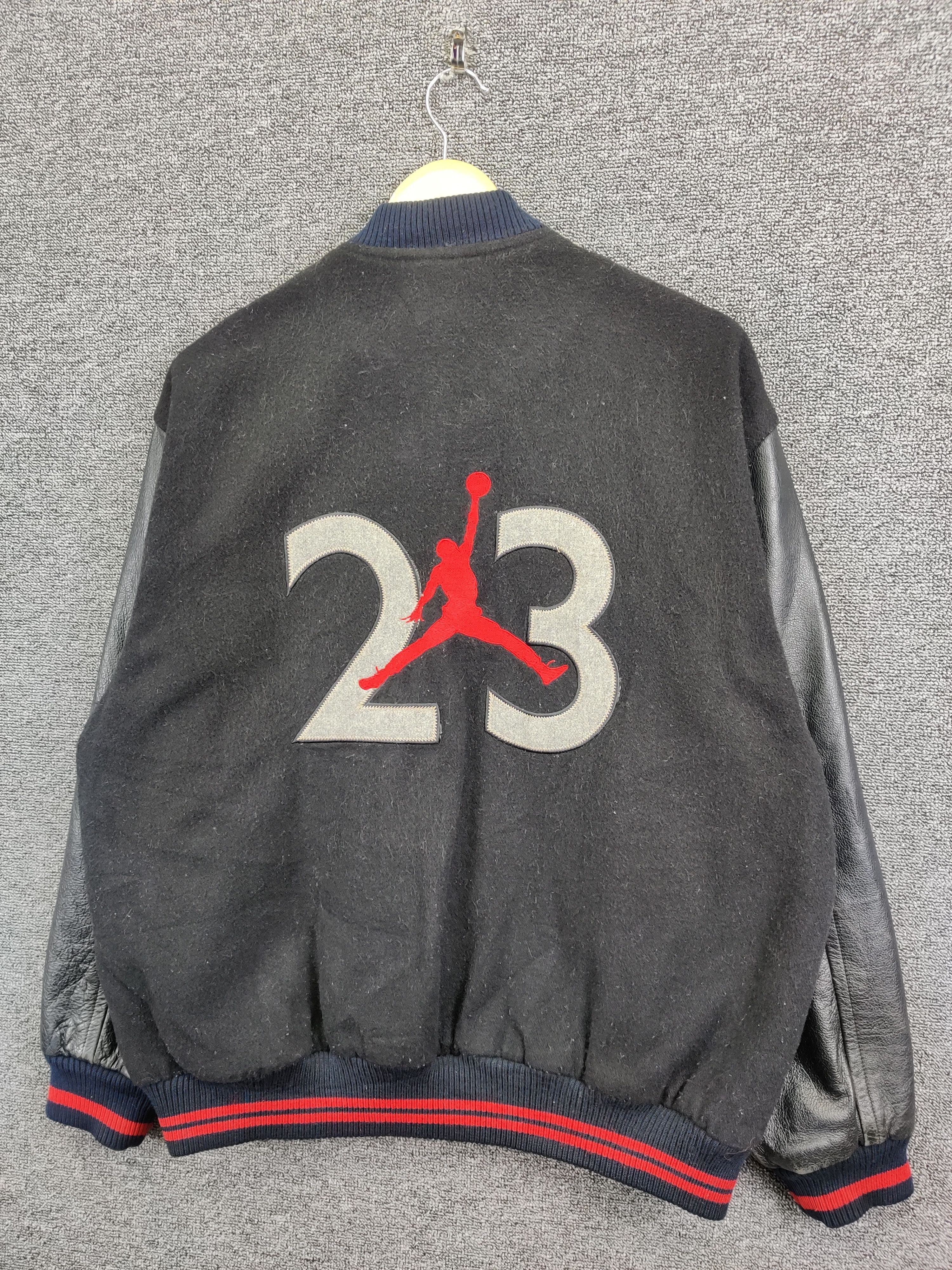 Nike Vintage 90s Nike Air Jordan Wool Leather Varsity Jacket Size US XL / EU 56 / 4 - 2 Thumbnail