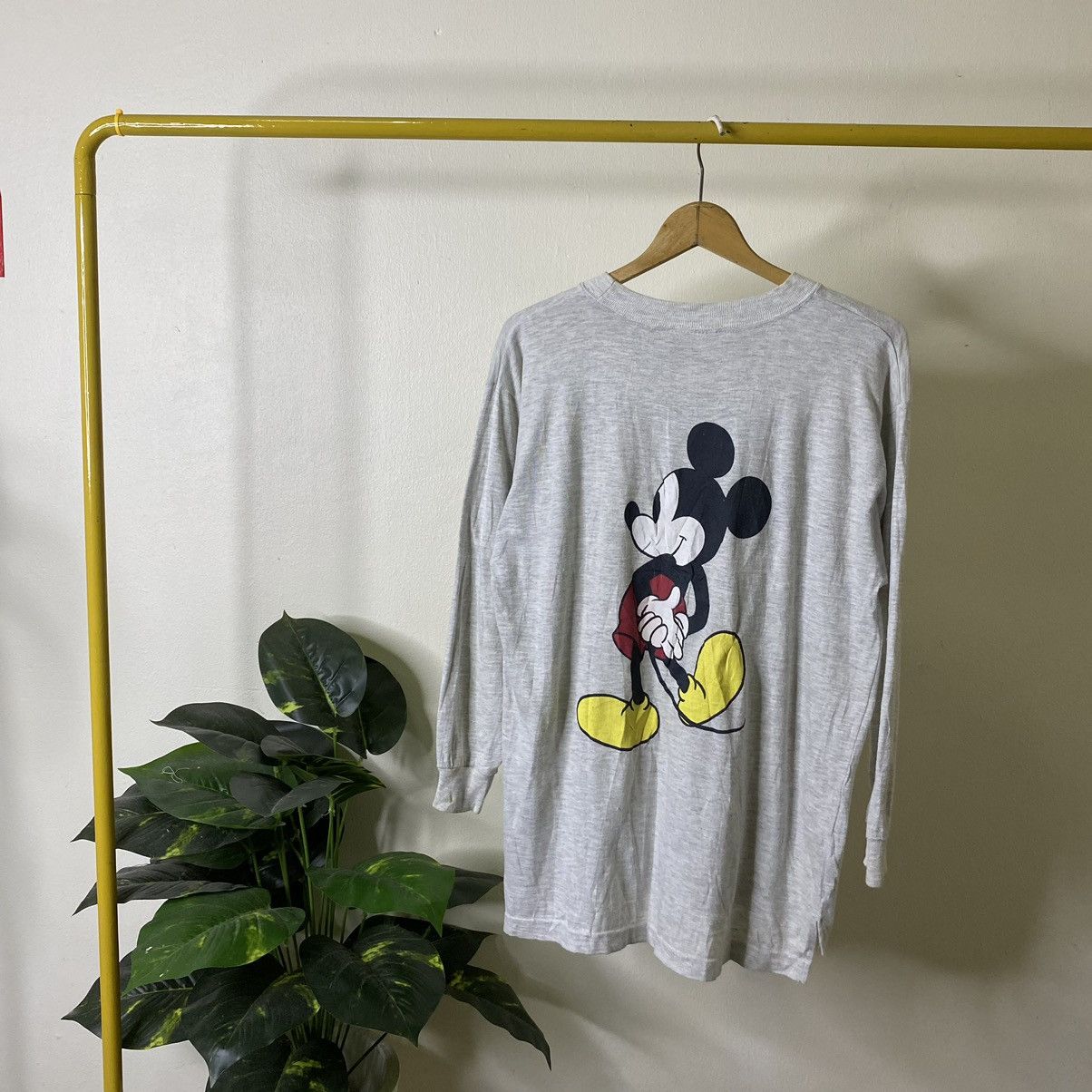 Disney × Mickey Mouse × Vintage Vintage 1990s Disney Mickey Mouse Mirror Print LS Tee Size US L / EU 52-54 / 3 - 5 Thumbnail