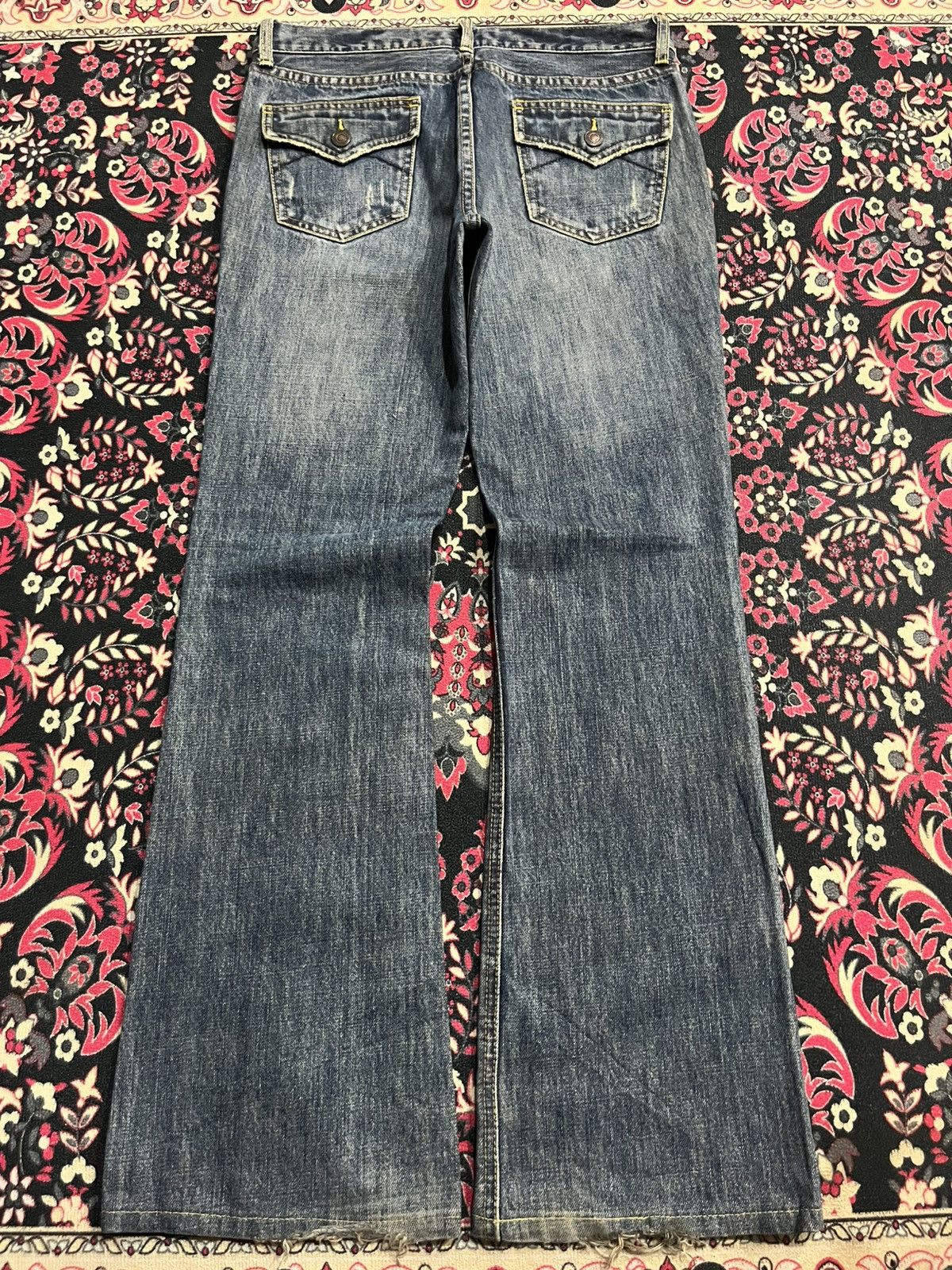Japanese Brand Vintage Japanese Brand Blue Washed Distressed Flare Jeans Size US 30 / EU 46 - 2 Thumbnail