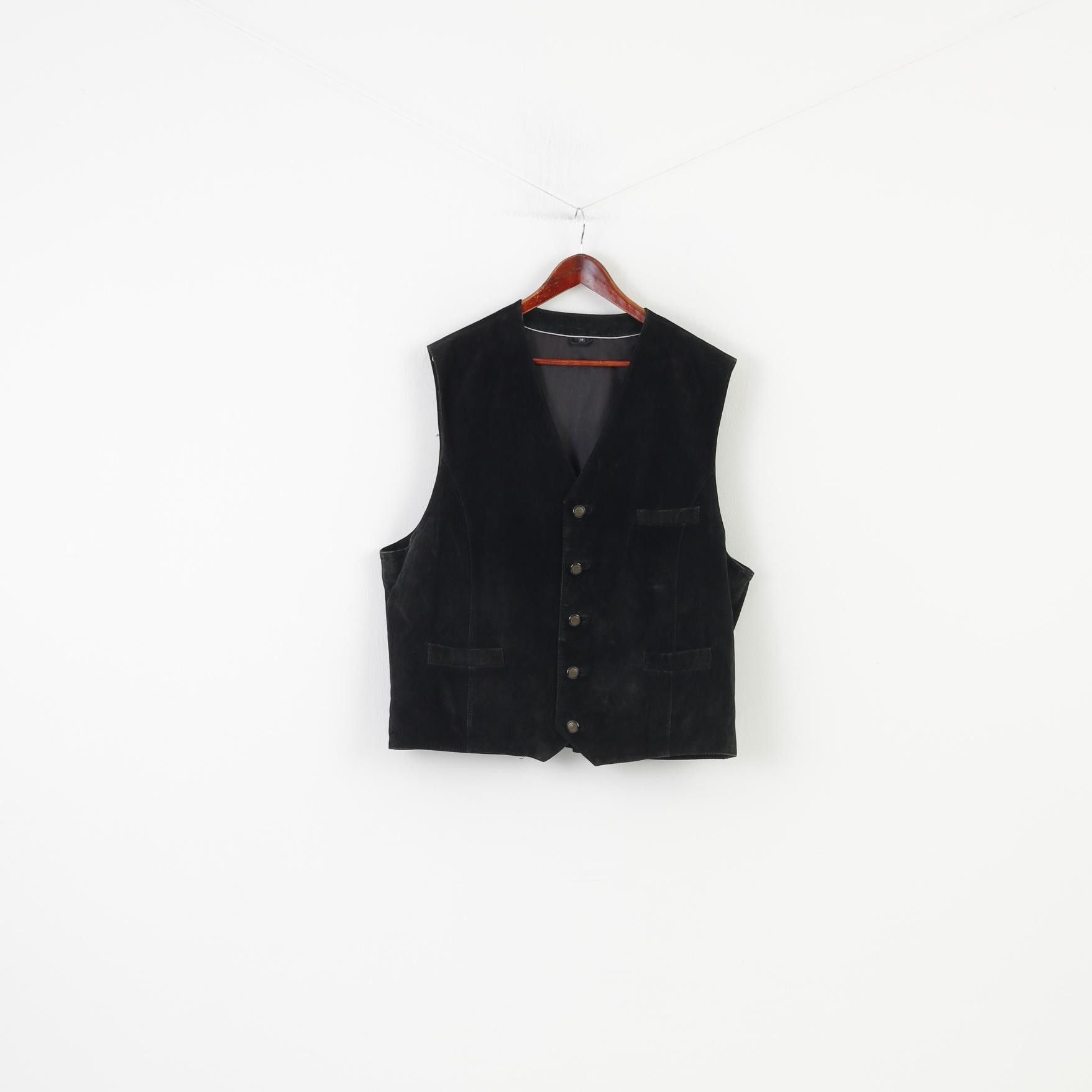 Vintage C.Comberti Men 58 XXL Leather Vest Black Bottoms 10440 Size US XXL / EU 58 / 5 - 1 Thumbnail