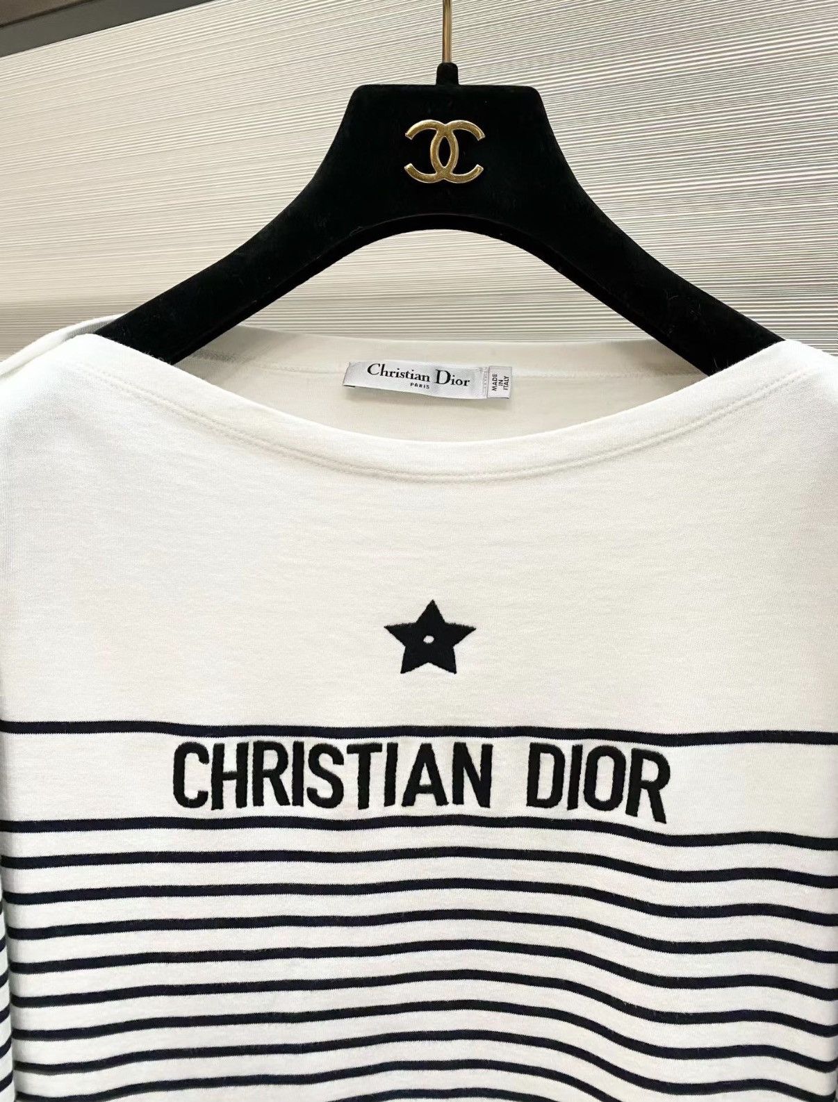 Dior Dior Striped Star Off-the-Shoulder Long Sleeve Top J33 Size S / US 4 / IT 40 - 3 Thumbnail