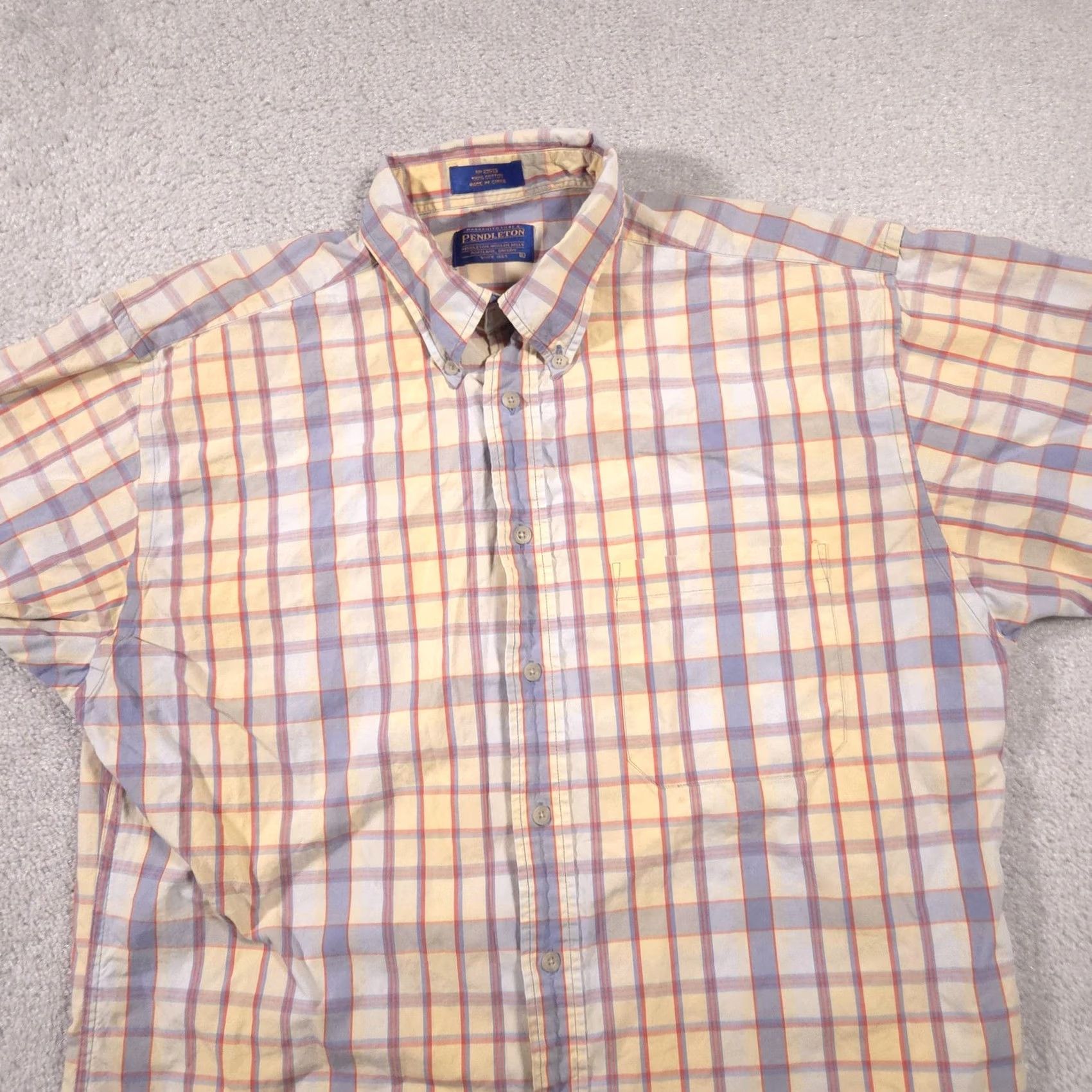 Pendleton Pendleton Shirt Mens Large Plaid Short Sleeve Button-Down Pocket Multicolor Pastel Check Subtle Wrinkles Size US L / EU 52-54 / 3 - 3 Thumbnail