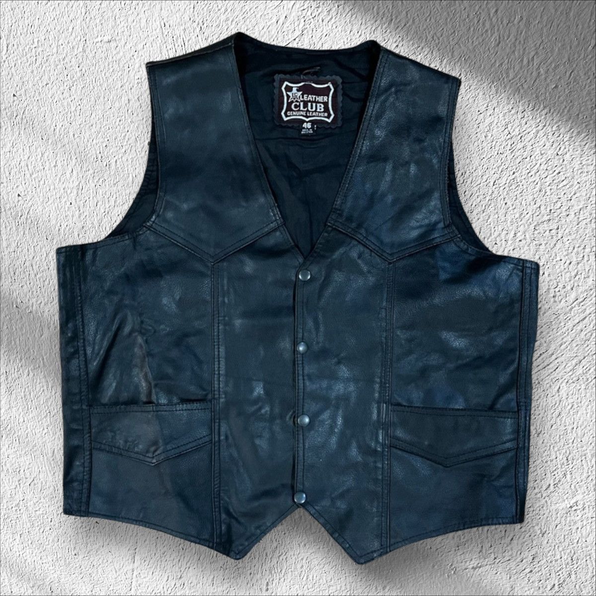 Vintage Vintage Leather Club Vest Biker Motorcycle Size 46 Size US L / EU 52-54 / 3 - 1 Thumbnail