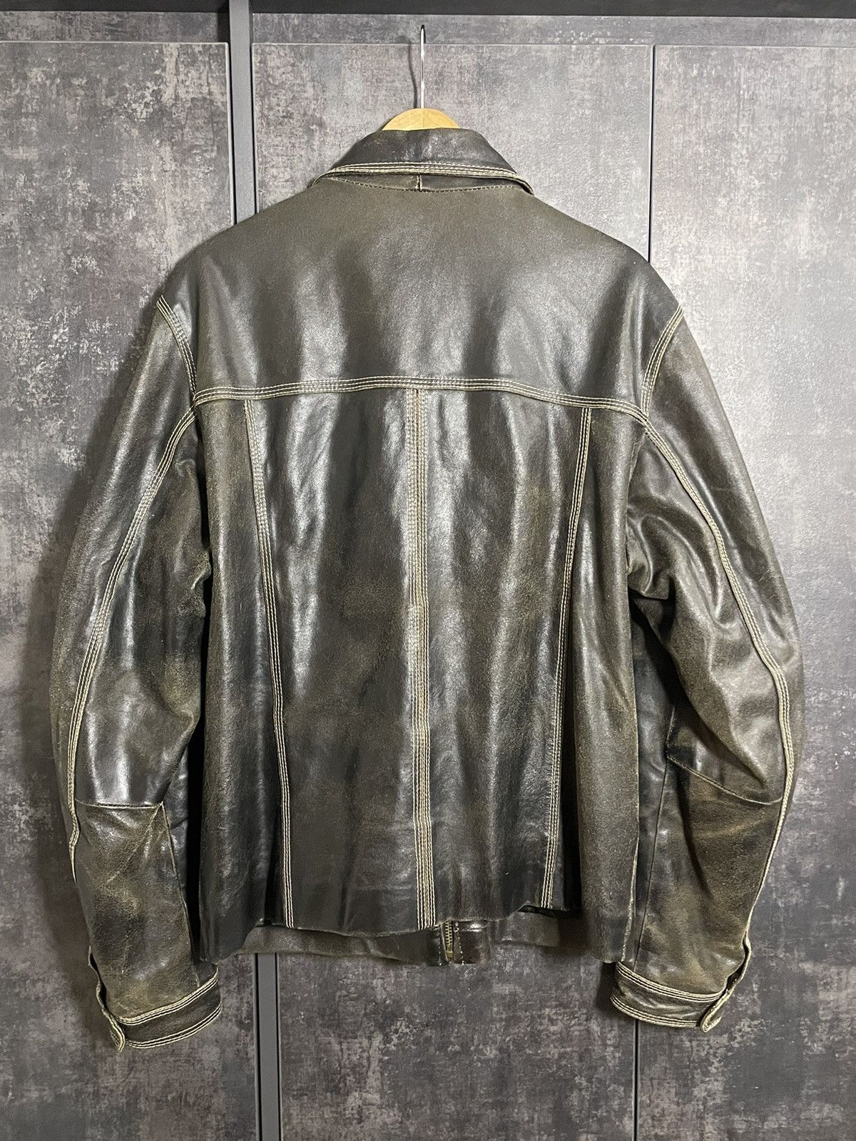 Leather Vintage 90s Faded Washed Leather Jacket Size US L / EU 52-54 / 3 - 10 Thumbnail