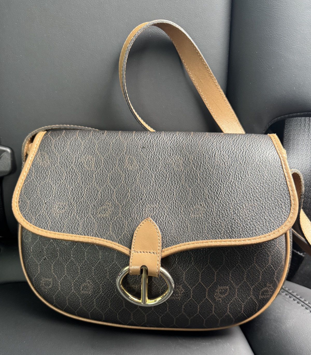 Dior Christian Dior Honeycomb Leather Shoulder Bag Brown Purse Size ONE SIZE - 3 Thumbnail