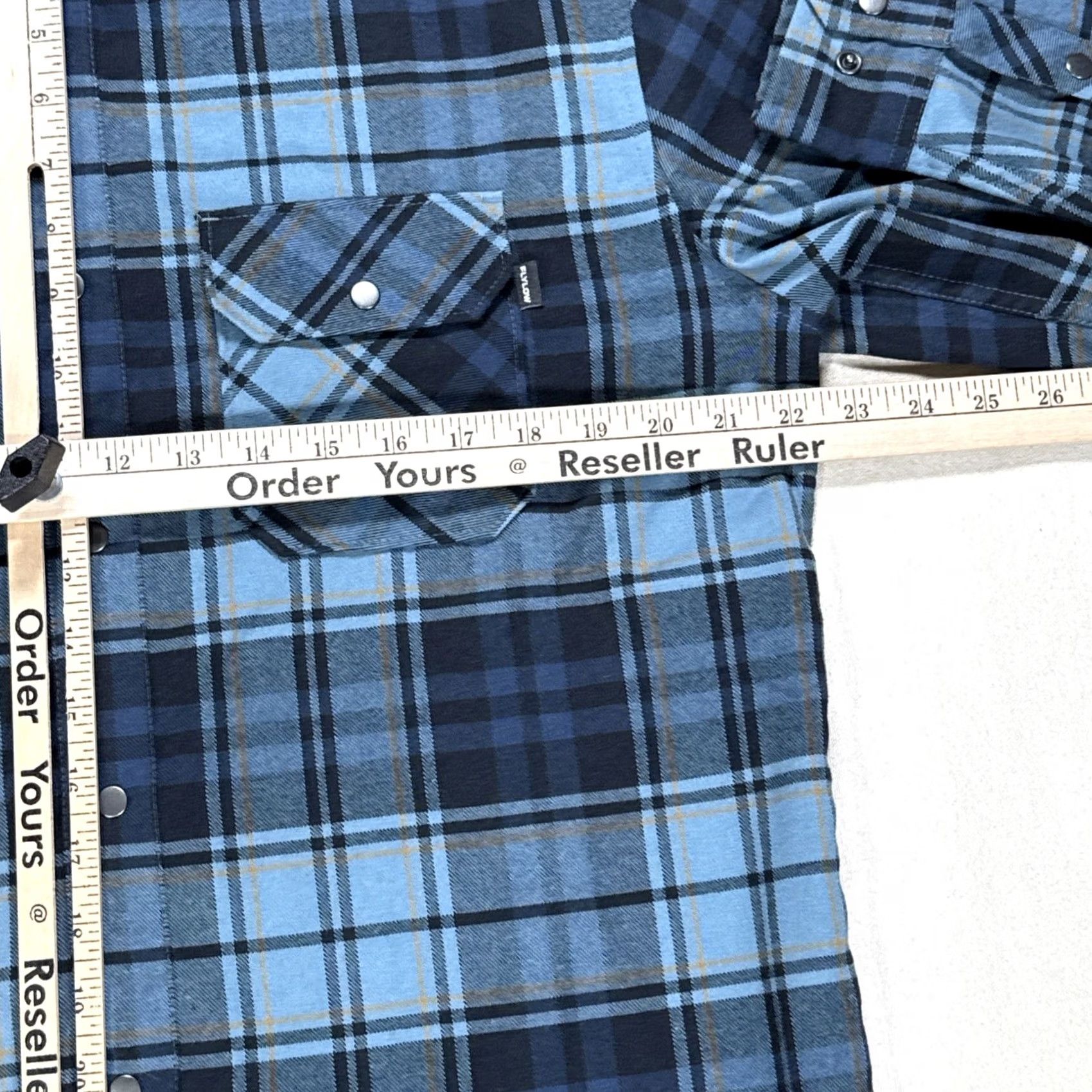 Flylow Shirt Mens L Blue Green Plaid Handlebar Tech Flannel Snap Nwot, Men's — image 5 of 6