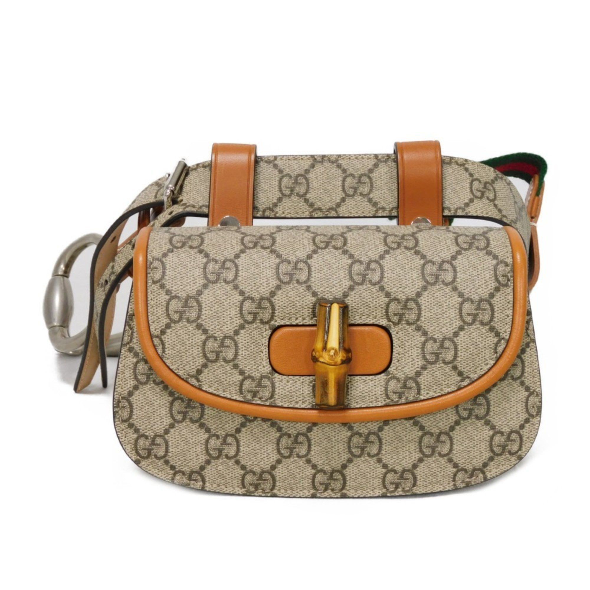 Gucci Waist Bag Bamboo 1947 Mini Belt Horsebit 3Way 85 Web Stripe Beige 681137 Uiqen 8288 Women's