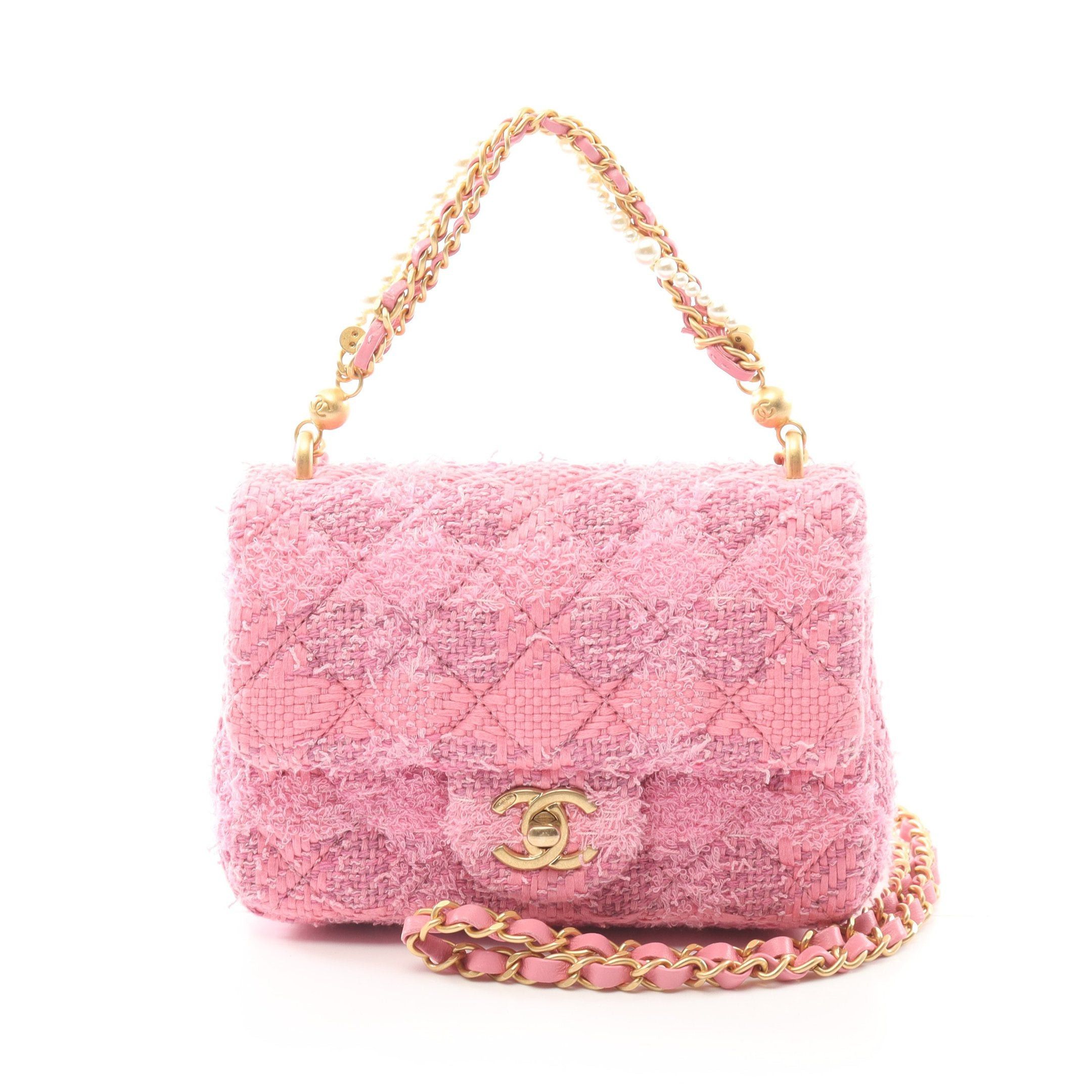 Chanel Chanel Mini Matelasse Chain Shoulder Bag Tweed Pink Gold Hardware Size ONE SIZE - 1 Thumbnail