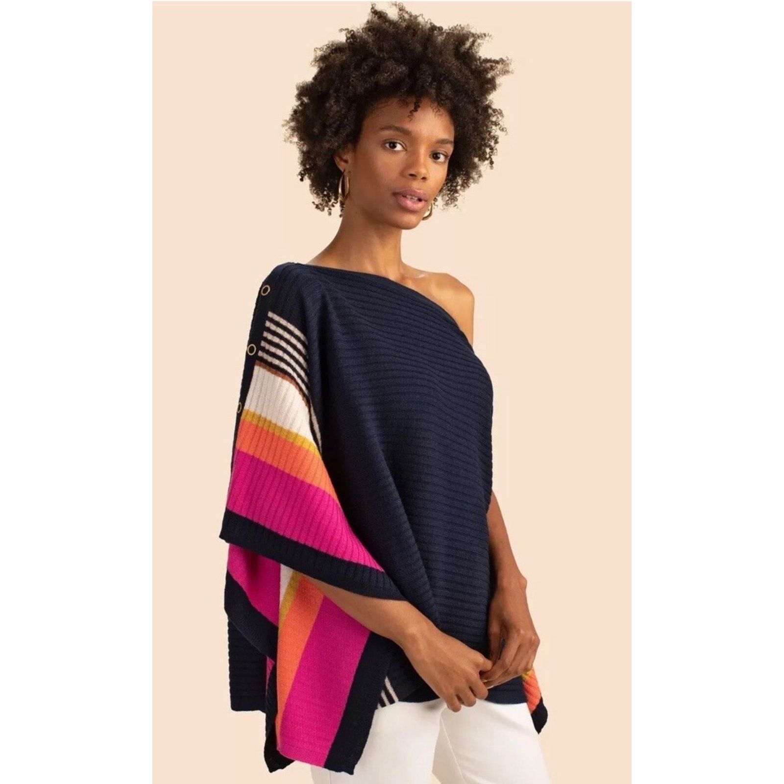 Trina Turk XS/S Trina Turk 100% Merino Wool Knit Poncho Off Shoulder Size XS / US 0-2 / IT 36-38 - 1 Thumbnail