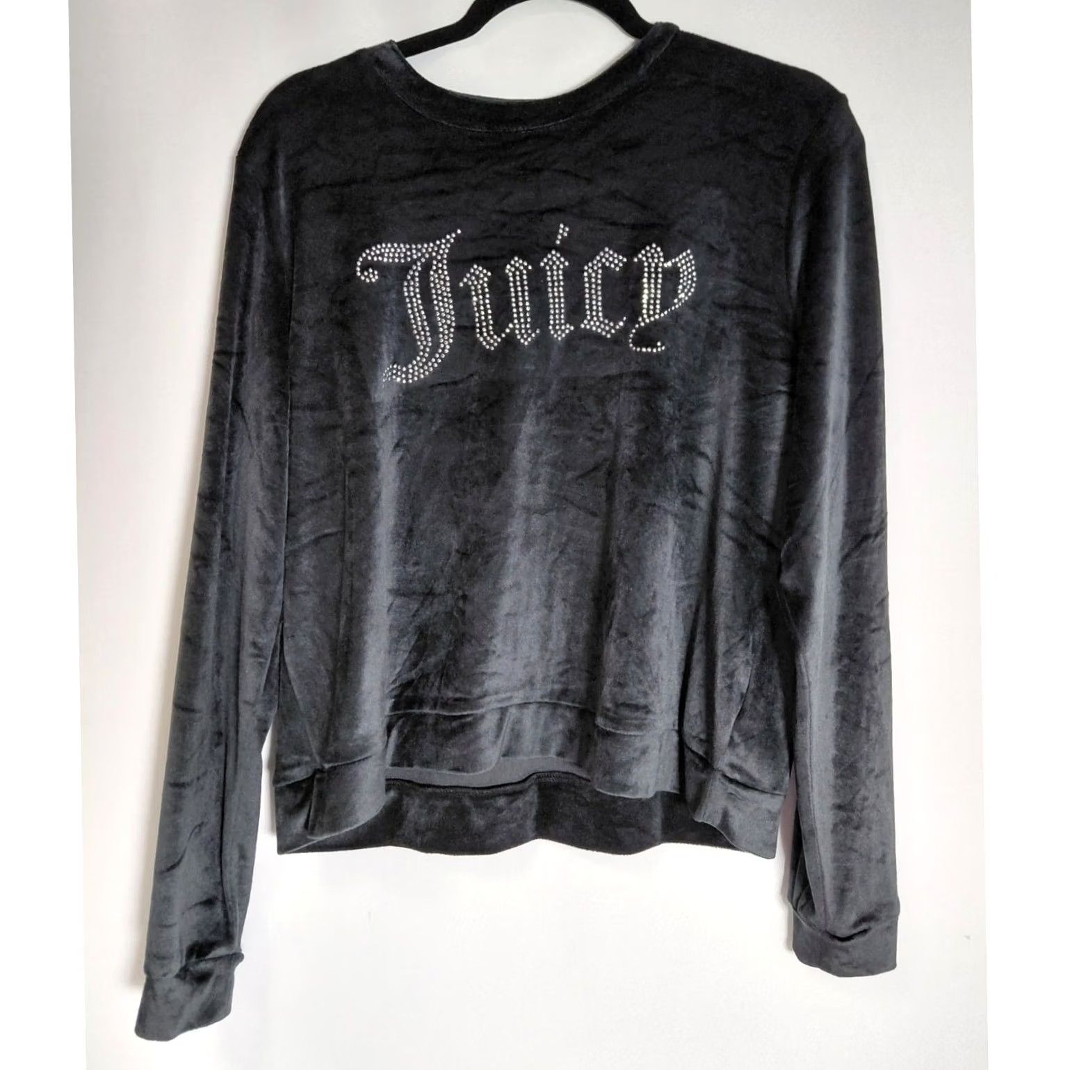 Juicy Couture Juicy Couture Velour Top Black Solid Long Sleeve Pullover L Women Sleepwear Shirt Size L / US 10 / IT 46 - 2 Thumbnail