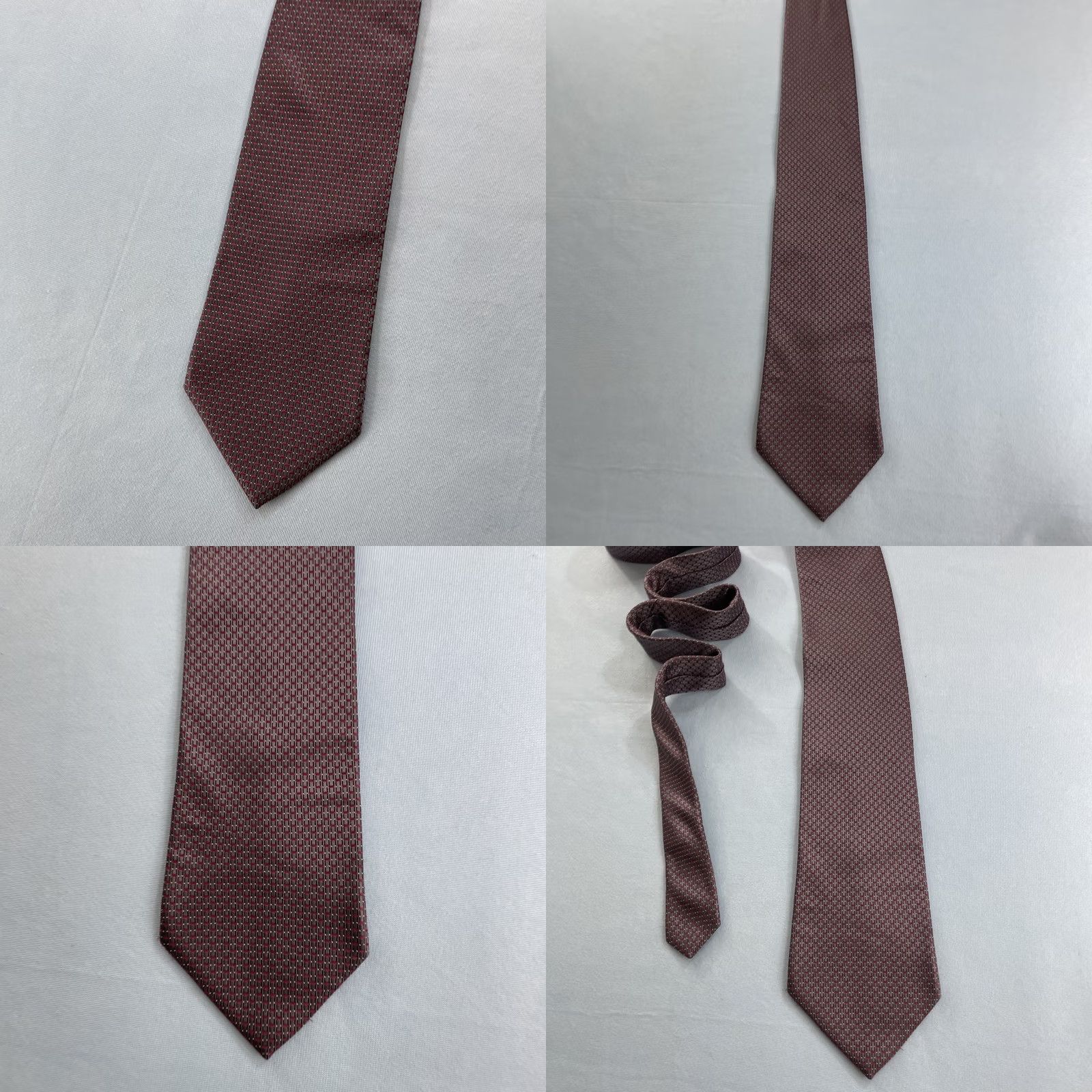 Sperry VINTAGE Necktie Perry Ellis Woven Silk Tie Art Deco Chain Gray Red Exec 4x61 Mens Tie Silk Woven Vintage 90s USA Size ONE SIZE - 10 Thumbnail