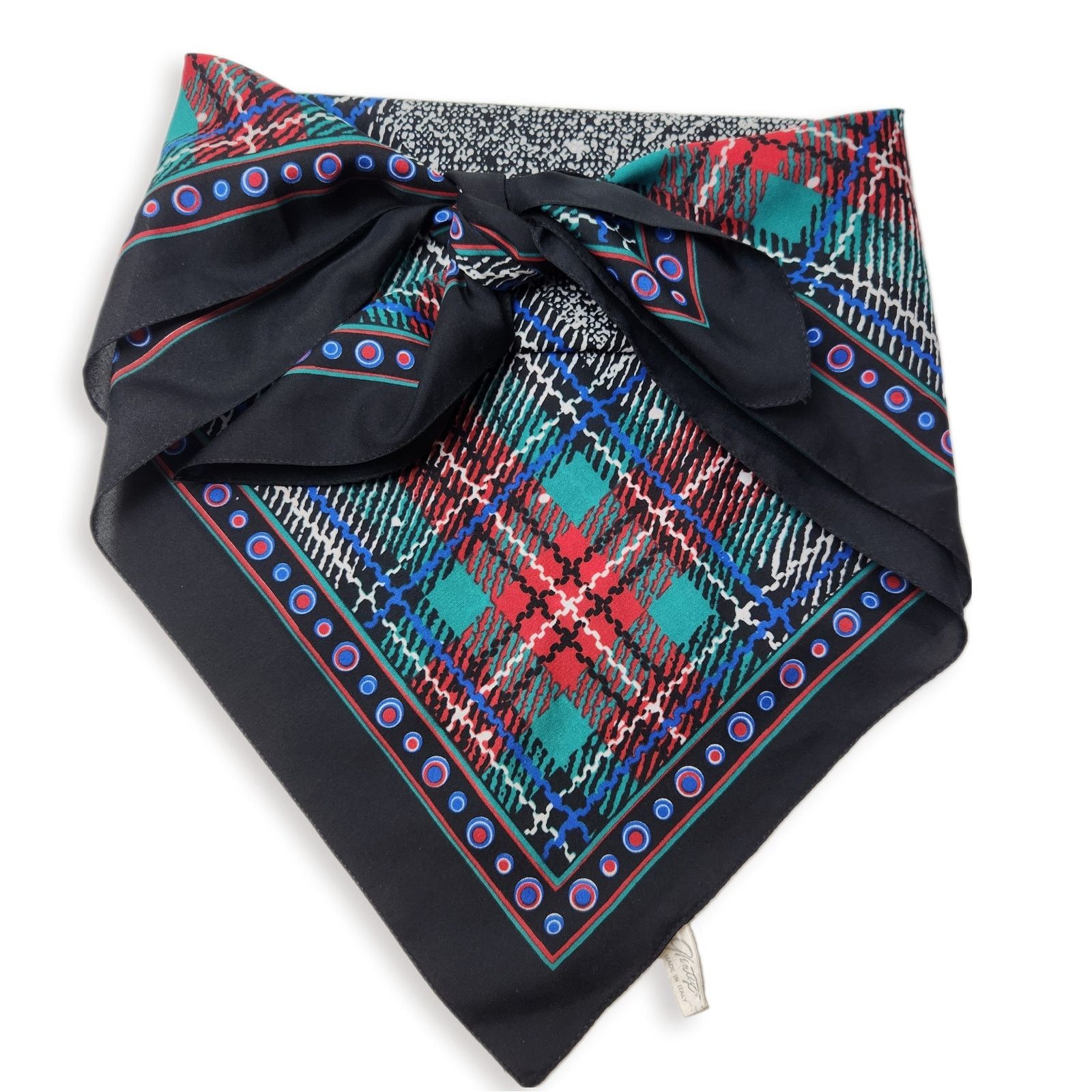Other Vintage Glentex Plaid Polka Dot Scarf Made in Italy Purse Size ONE SIZE - 1 Thumbnail