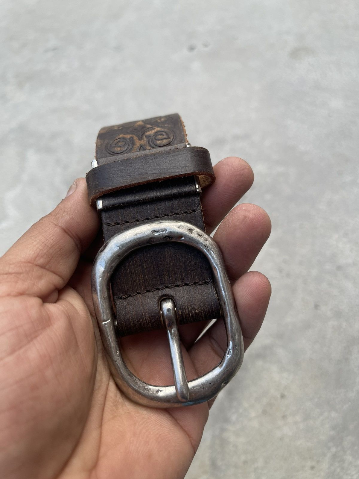 Genuine Leather Men Crafted Leather Belt W32-33 Made in Japan Size 32 - 3 Thumbnail