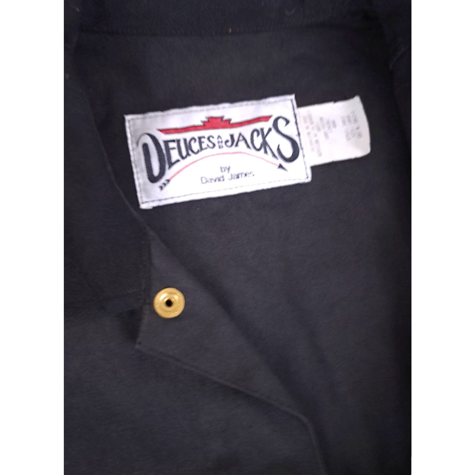 Denime VINTAGE Deuces And Jacks Black Heavy Denim Full Button Bomber Jacket L Mens 90s Motorcycle Outdoor Pockets Size US L / EU 52-54 / 3 - 5 Thumbnail