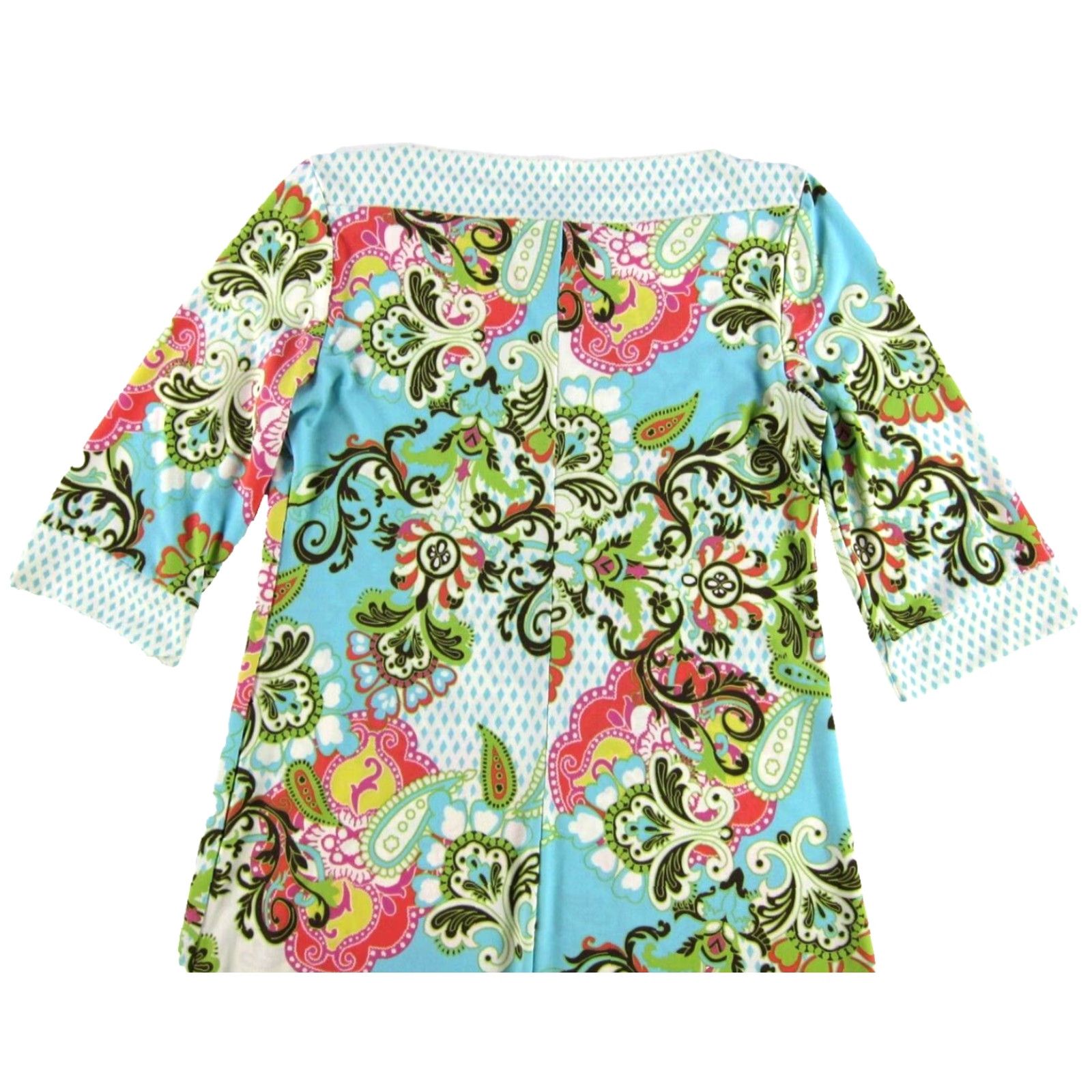 Vintage VTG Volume One Shift Dress 3/4 Sleeve Floral Paisley Stretch L Pink Womens Vintage Knee Length Dress Size L / US 10 / IT 46 - 7 Thumbnail