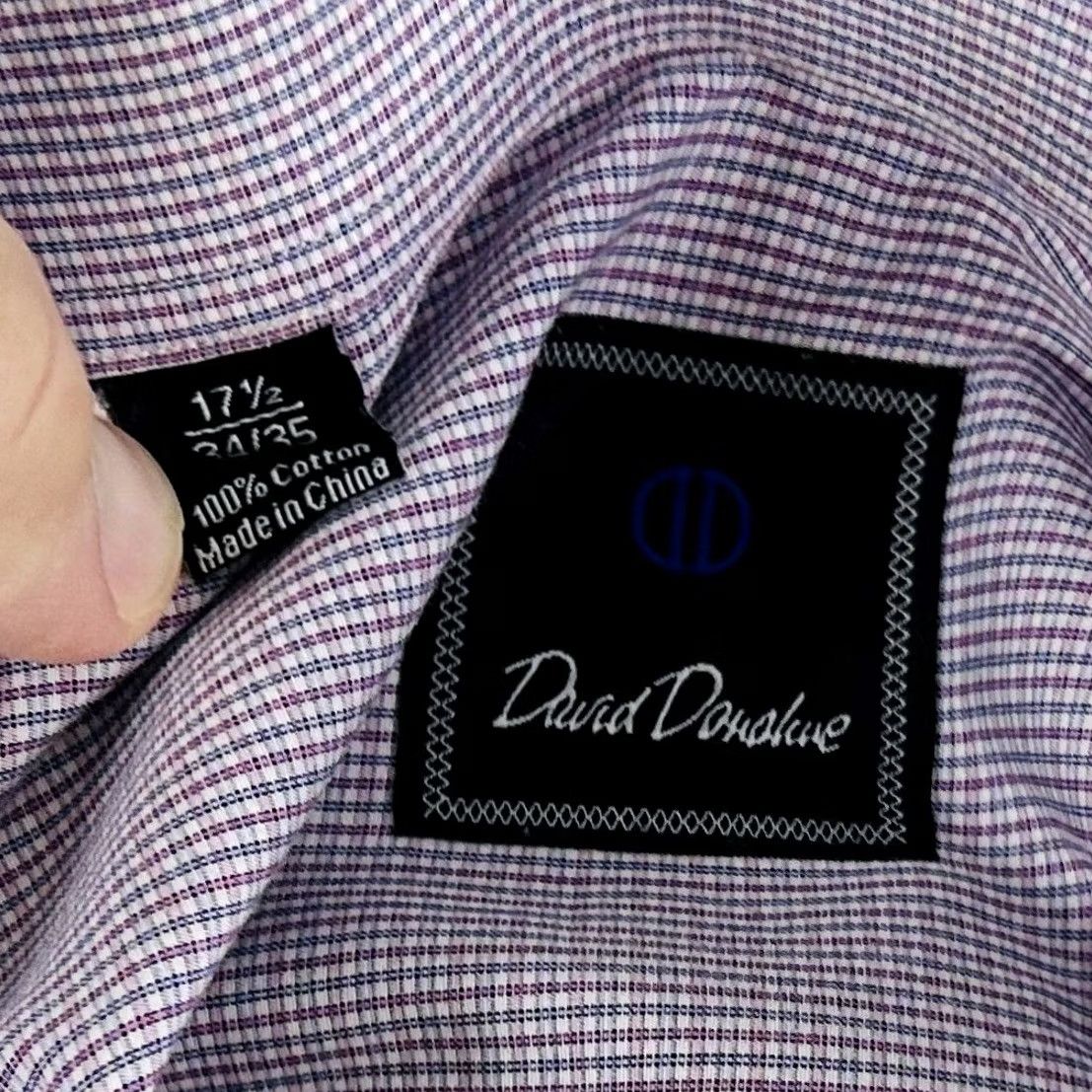 David Donahue David Donahue Dress Shirt 17.5 34/35 Plaid Cotton Regular Fit Multicolor Men Shirt Size 48R - 3 Thumbnail