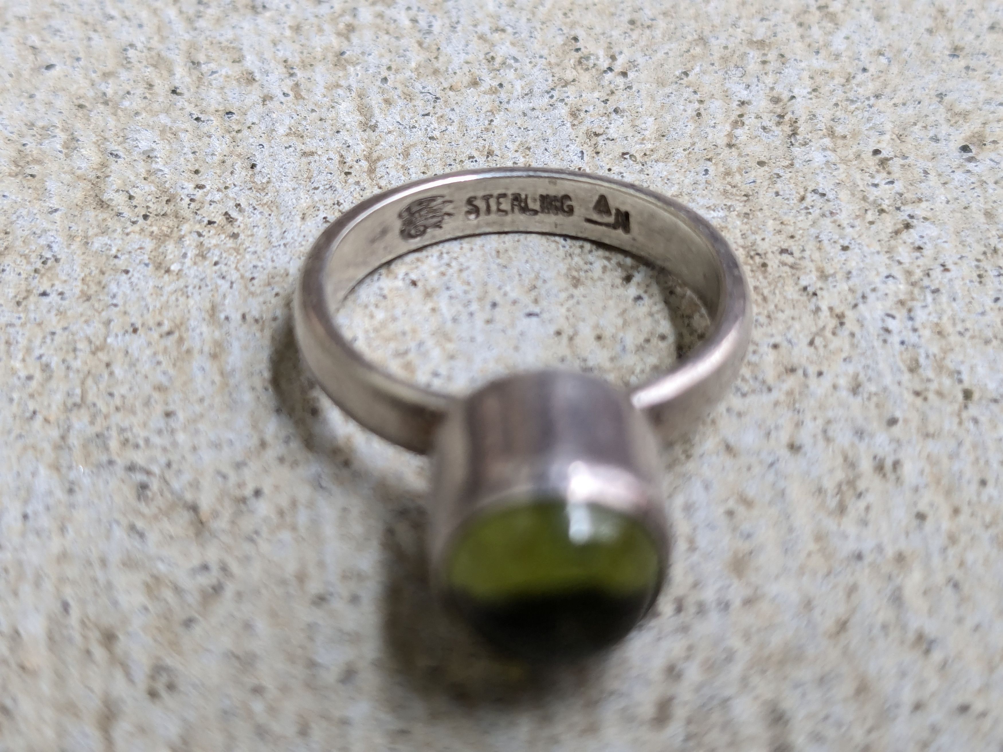 Other Vintage Sterling Silver Ring Green Peridot 6 Modern Abstract Size ONE SIZE - 4 Thumbnail