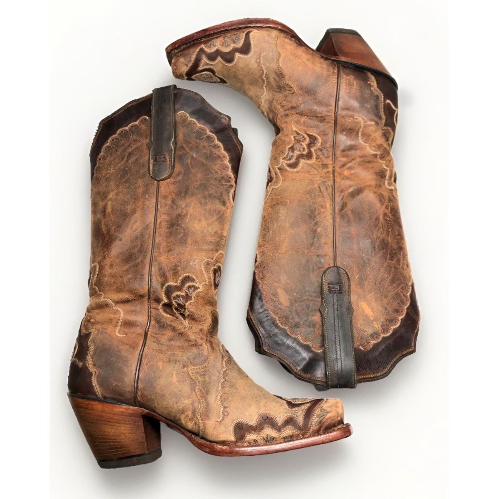 Tony Lama Tony Lama Women’s Boots Sz 8 Snip Toe Western Brown Tan 6071L Size US 8 / IT 38 - 3 Thumbnail