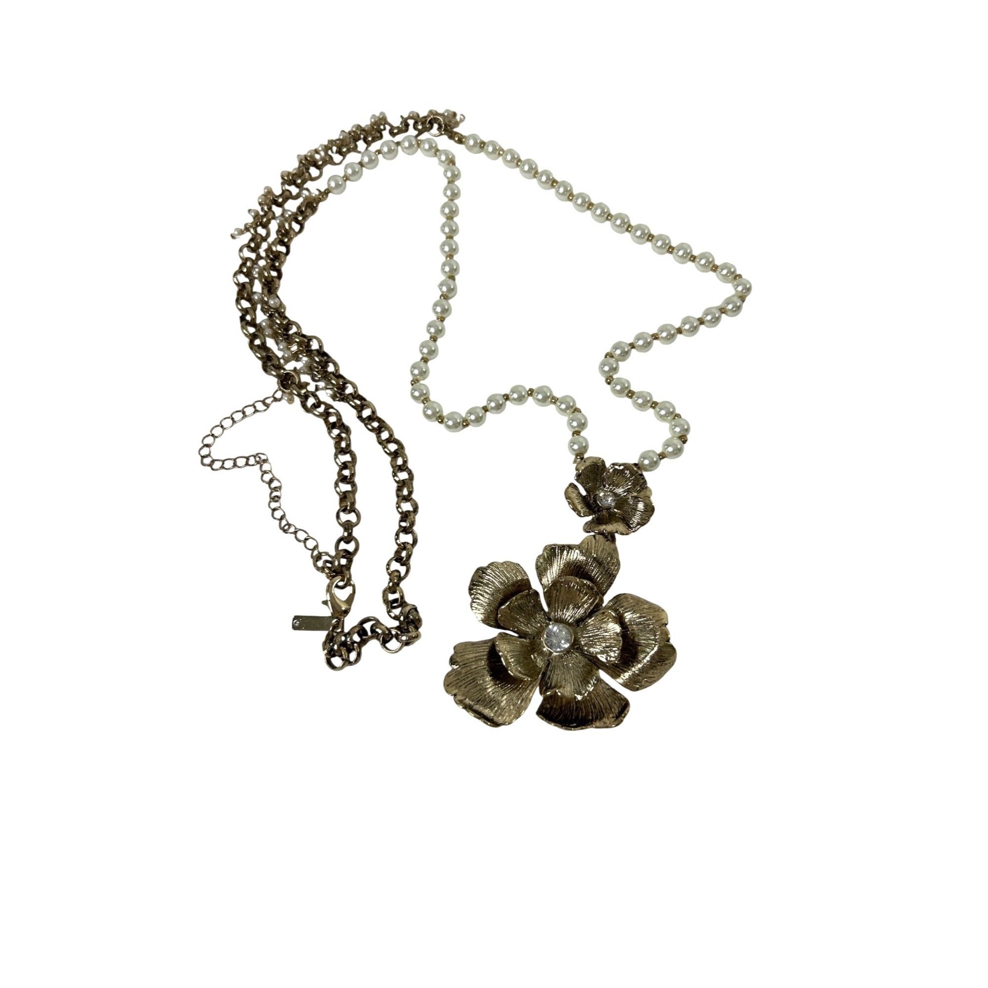 White House Black Market White House Black Market Long Fashion Necklace Flowers Pearl Size ONE SIZE - 9 Thumbnail